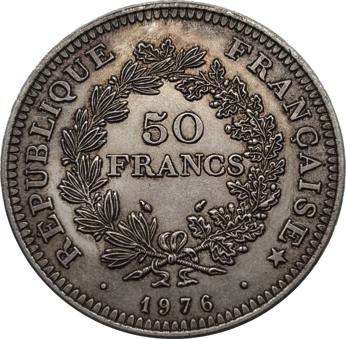 France 1974 1975 1976 1977 1978 1979 1980 50 Francs Hercule Silver Plated Replica Coin Commemorative Medal,Historical Collectible Art Craft For Enthusiasts