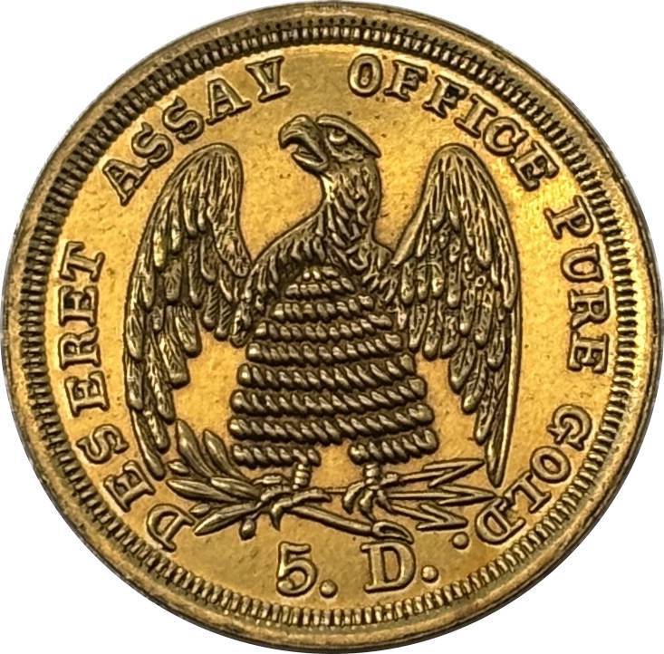 United States 5 Dollars Lion Beehive Mormon 1860 US Gold Coin Brass Metal Replica Coin Commemorative Medal,Historical Collectible Art Craft For Enthusiasts