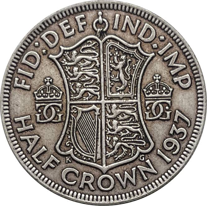 United Kingdom 1937 1/2 Half Crown King George VI Pattern Silver Plated Replica Coin Commemorative Medal,Historical Collectible Art Craft For Enthusiasts