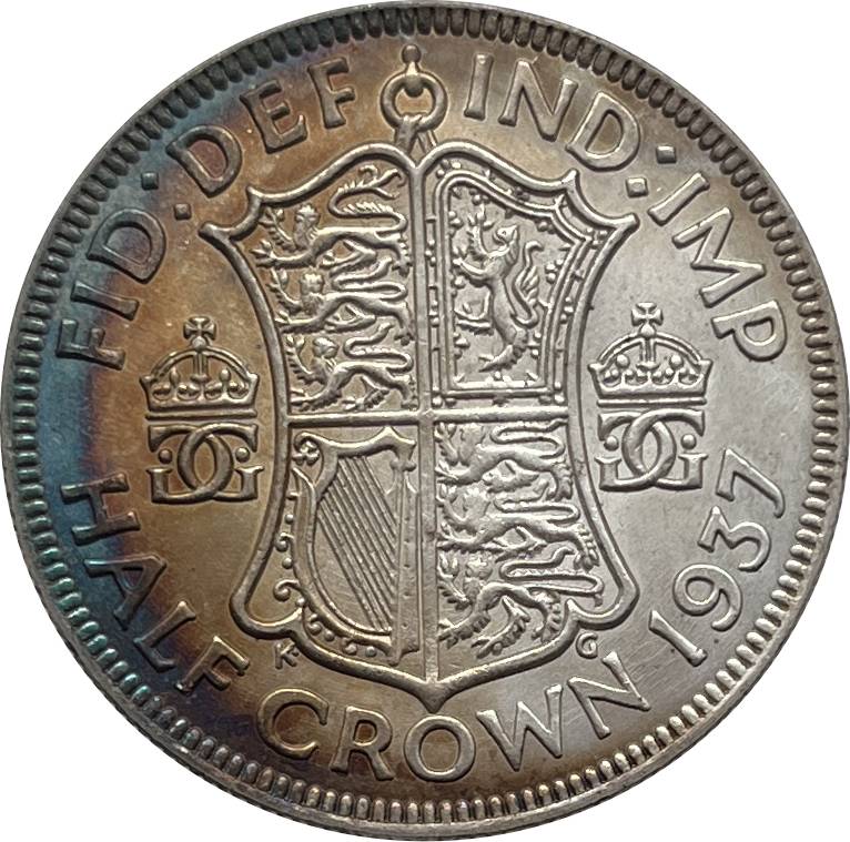 United Kingdom 1937 1/2 Half Crown King George VI Pattern Silver Plated Replica Coin Commemorative Medal,Historical Collectible Art Craft For Enthusiasts