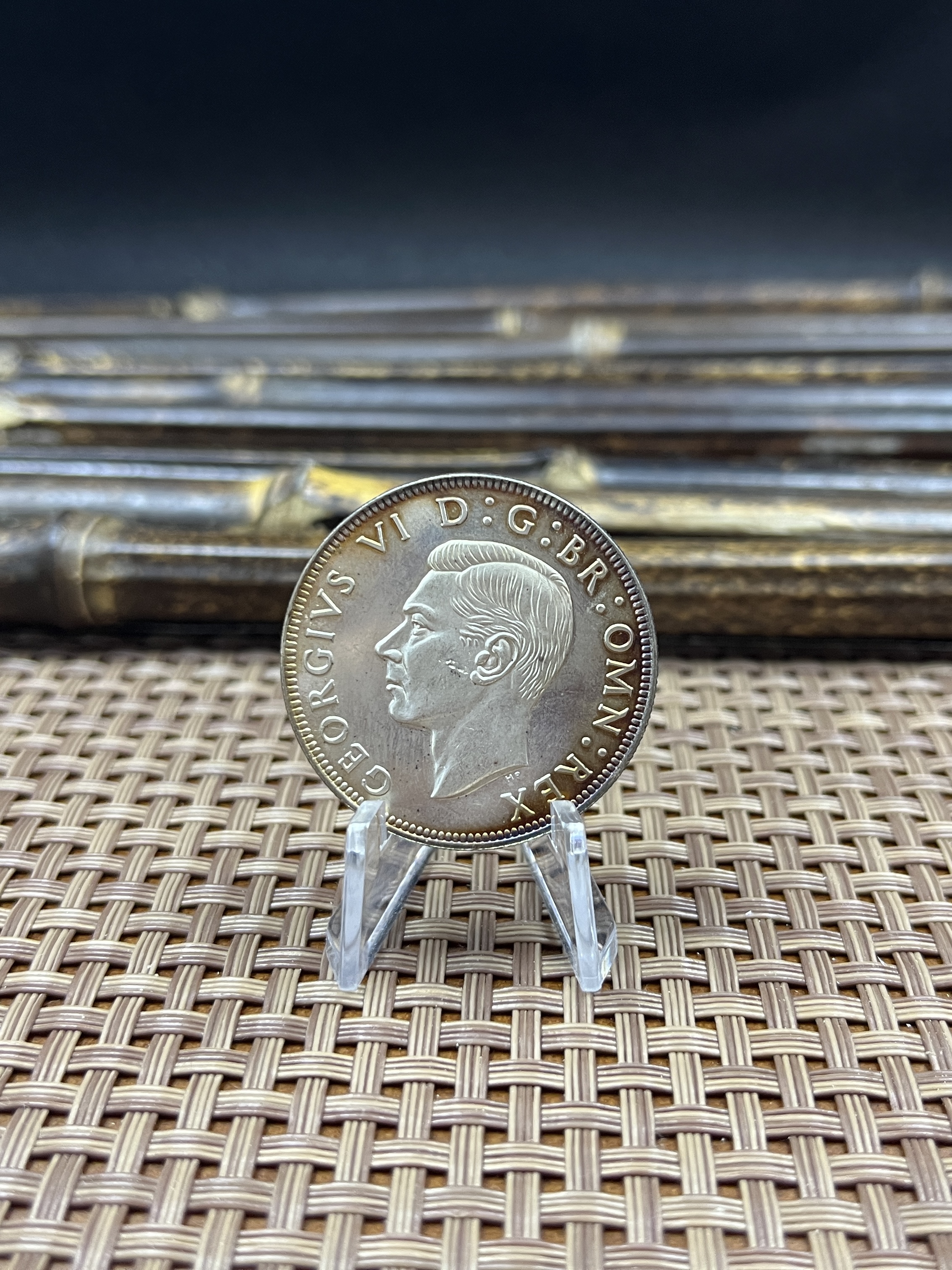 United Kingdom 1937 1/2 Half Crown King George VI Pattern Silver Plated Replica Coin Commemorative Medal,Historical Collectible Art Craft For Enthusiasts