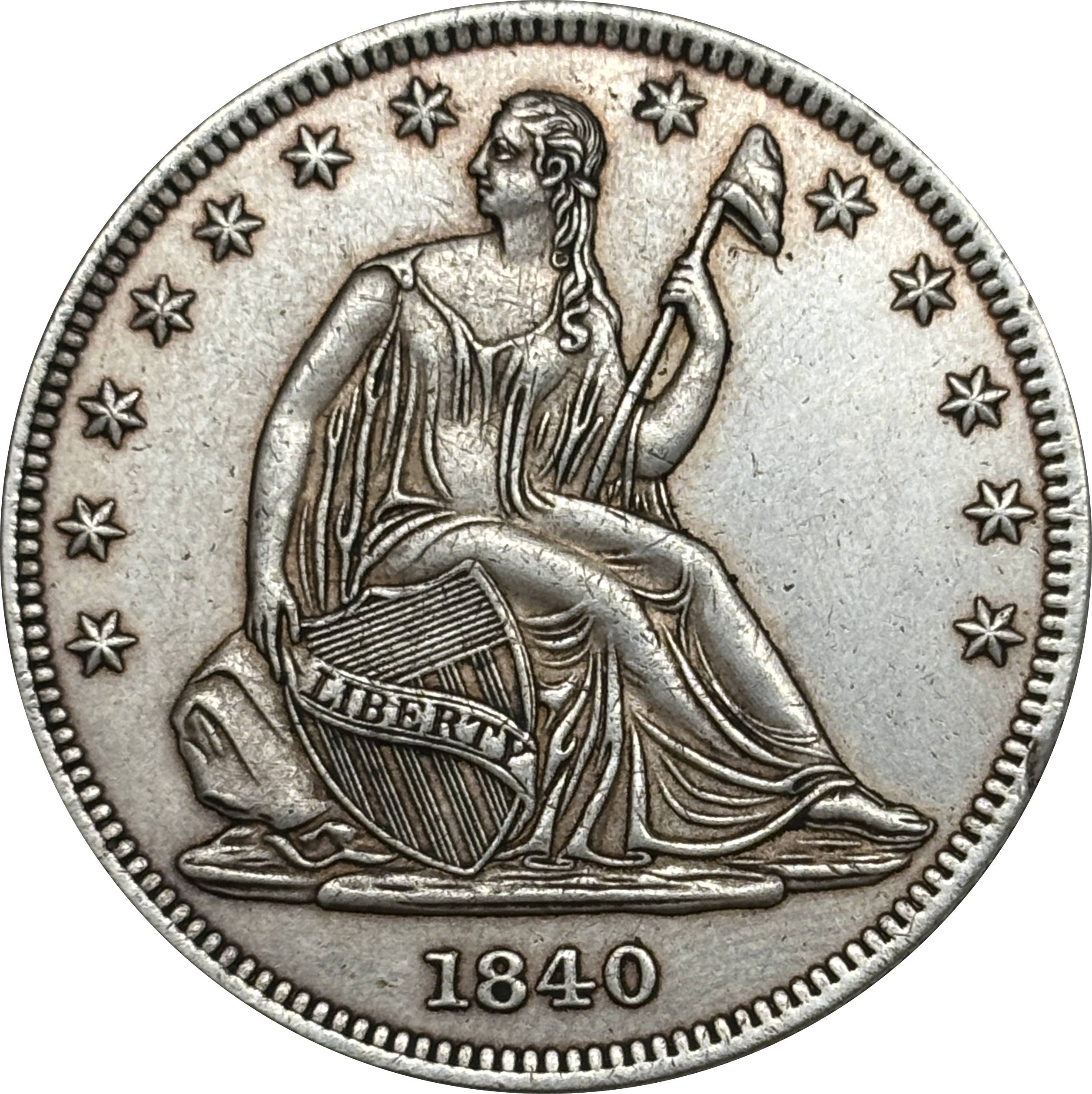 US 1839 1842 1845 1848 1852 1855 1857 1859 1861 1863 1866 1868 1871 1873 1875 1879 1885 1891 Seated Liberty 1/2 Half Dollar America United States Silver Plated Replica Coin Commemorative Medal,Historical Collectible Art Craft For Enthusiasts