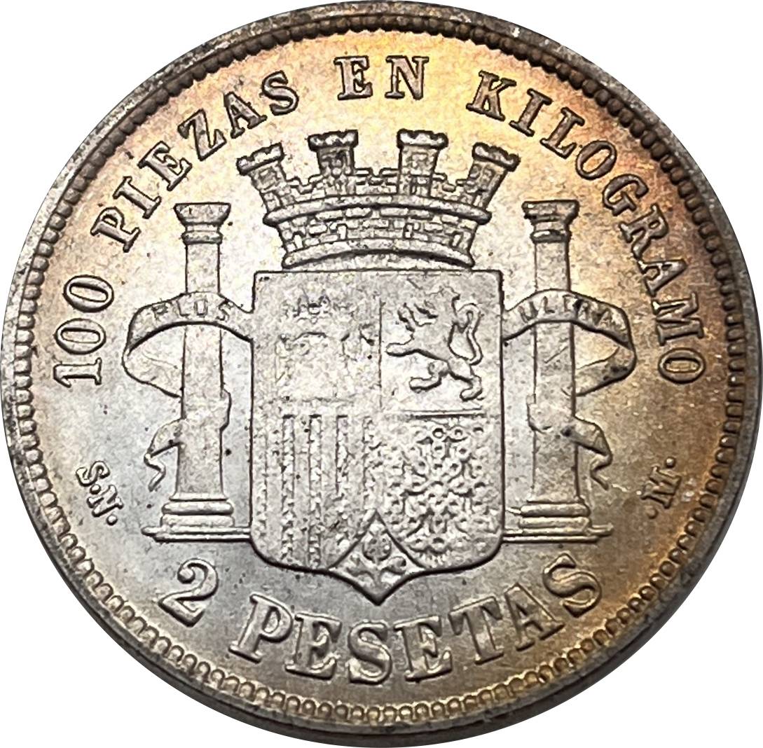 Spain 1870 2 Pesetas 100 Piezas Espana Kilogramo Silver Plated Replica Coin Commemorative Medal,Historical Collectible Art Craft For Enthusiasts