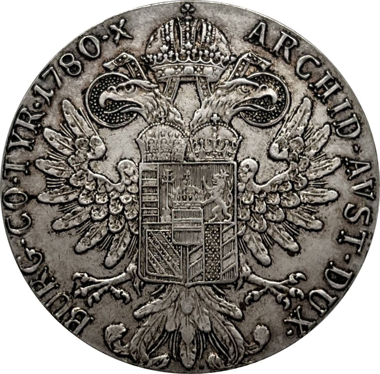 Austria Habsburg 1780 SF 1 One Thaler Maria Theresia Silver Plated Metal Replica Coin Commemorative Medal,Historical Collectible Art Craft For Enthusiasts