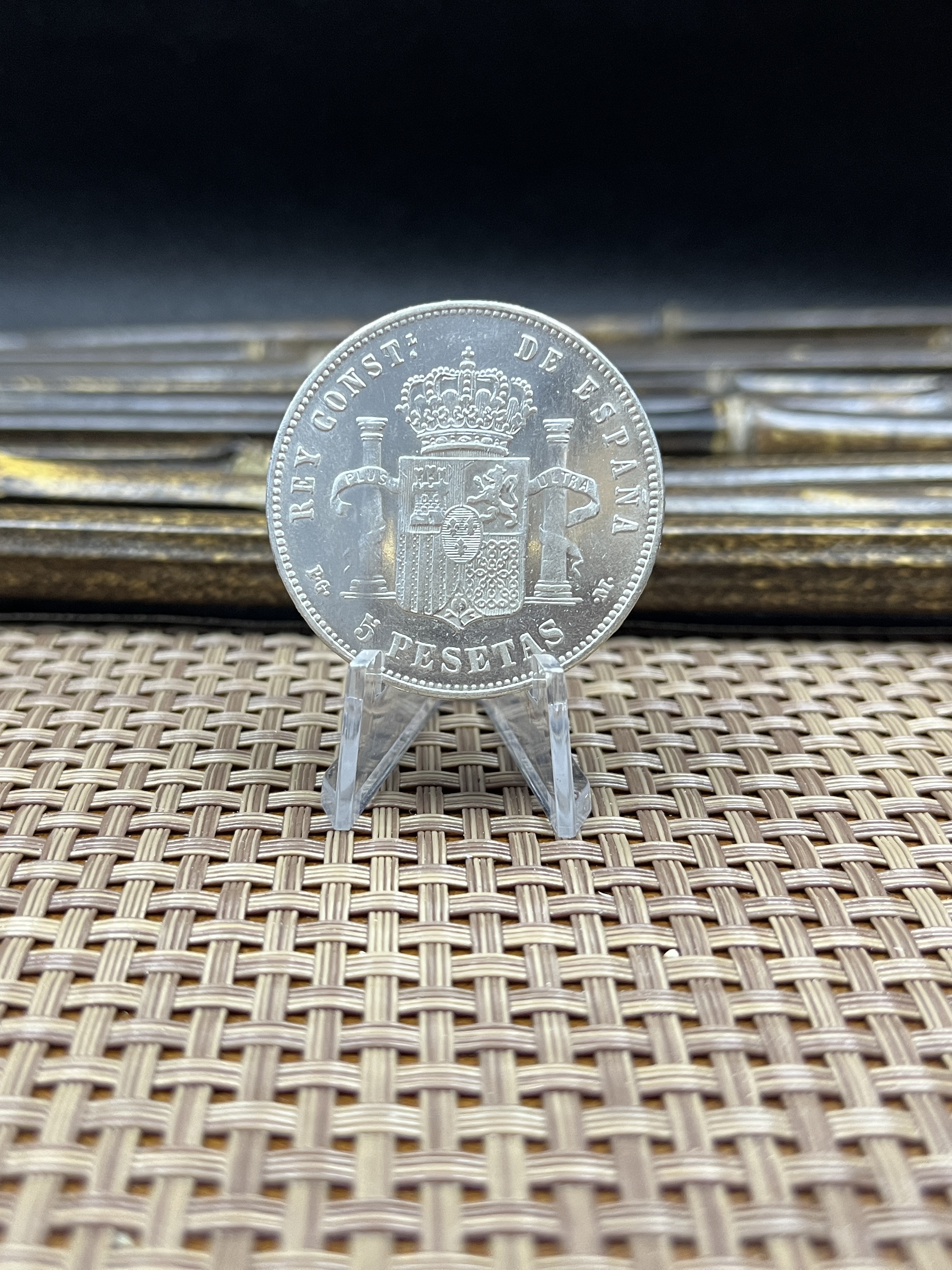 Spain 1890 1892 5 Pesetas ESP Alfonso XIII Silver Plated Replica Coin Commemorative Medal,Historical Collectible Art Craft For Enthusiasts