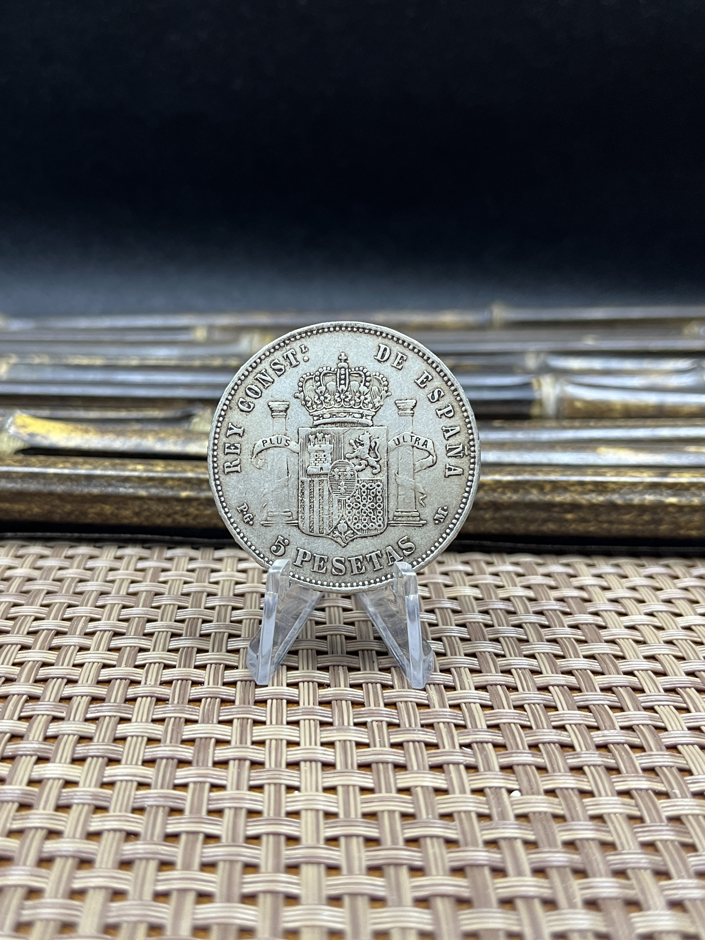 Spain 1890 1892 5 Pesetas ESP Alfonso XIII Silver Plated Replica Coin Commemorative Medal,Historical Collectible Art Craft For Enthusiasts