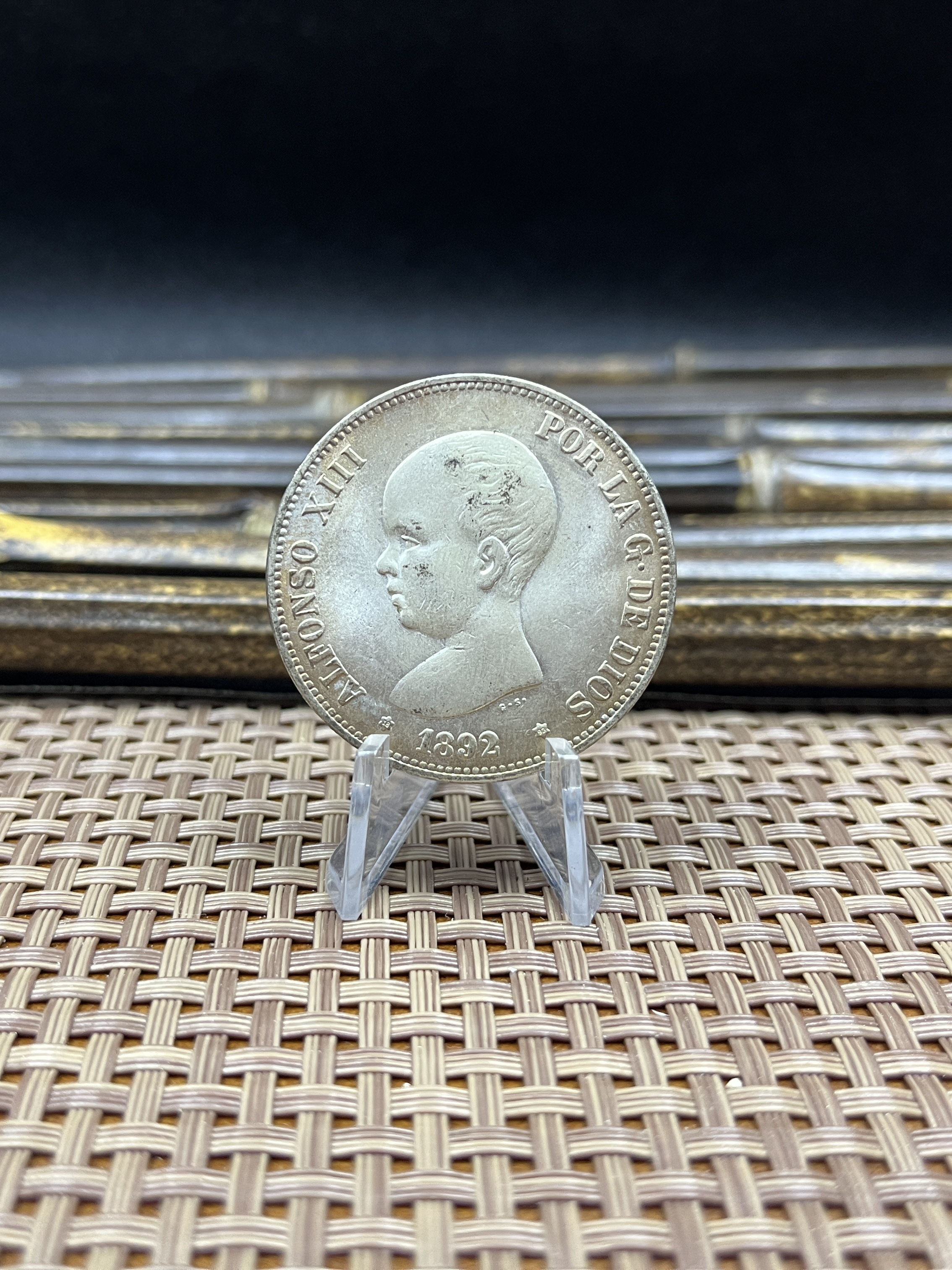Spain 1890 1892 5 Pesetas ESP Alfonso XIII Silver Plated Replica Coin Commemorative Medal,Historical Collectible Art Craft For Enthusiasts