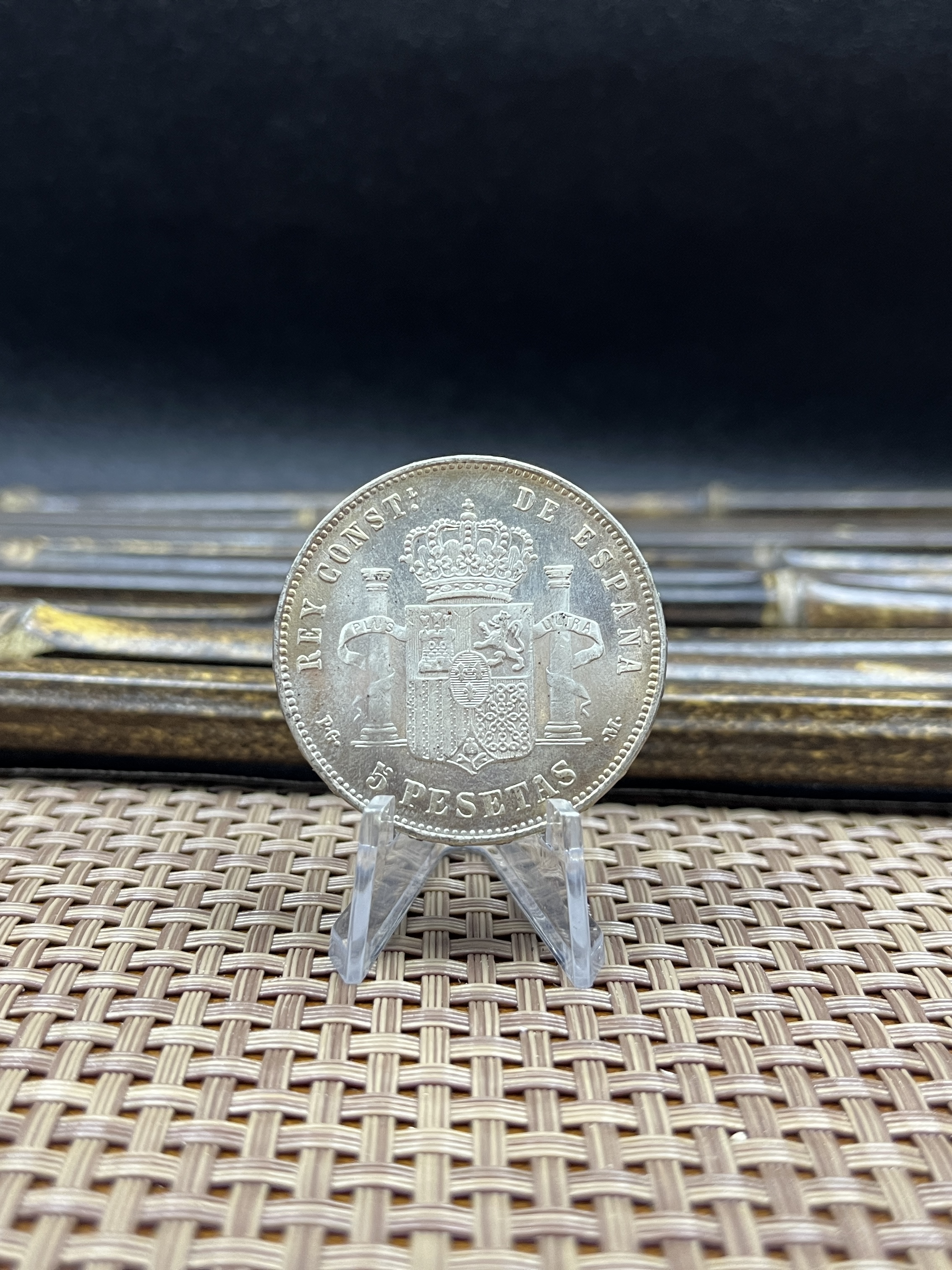 Spain 1890 1892 5 Pesetas ESP Alfonso XIII Silver Plated Replica Coin Commemorative Medal,Historical Collectible Art Craft For Enthusiasts