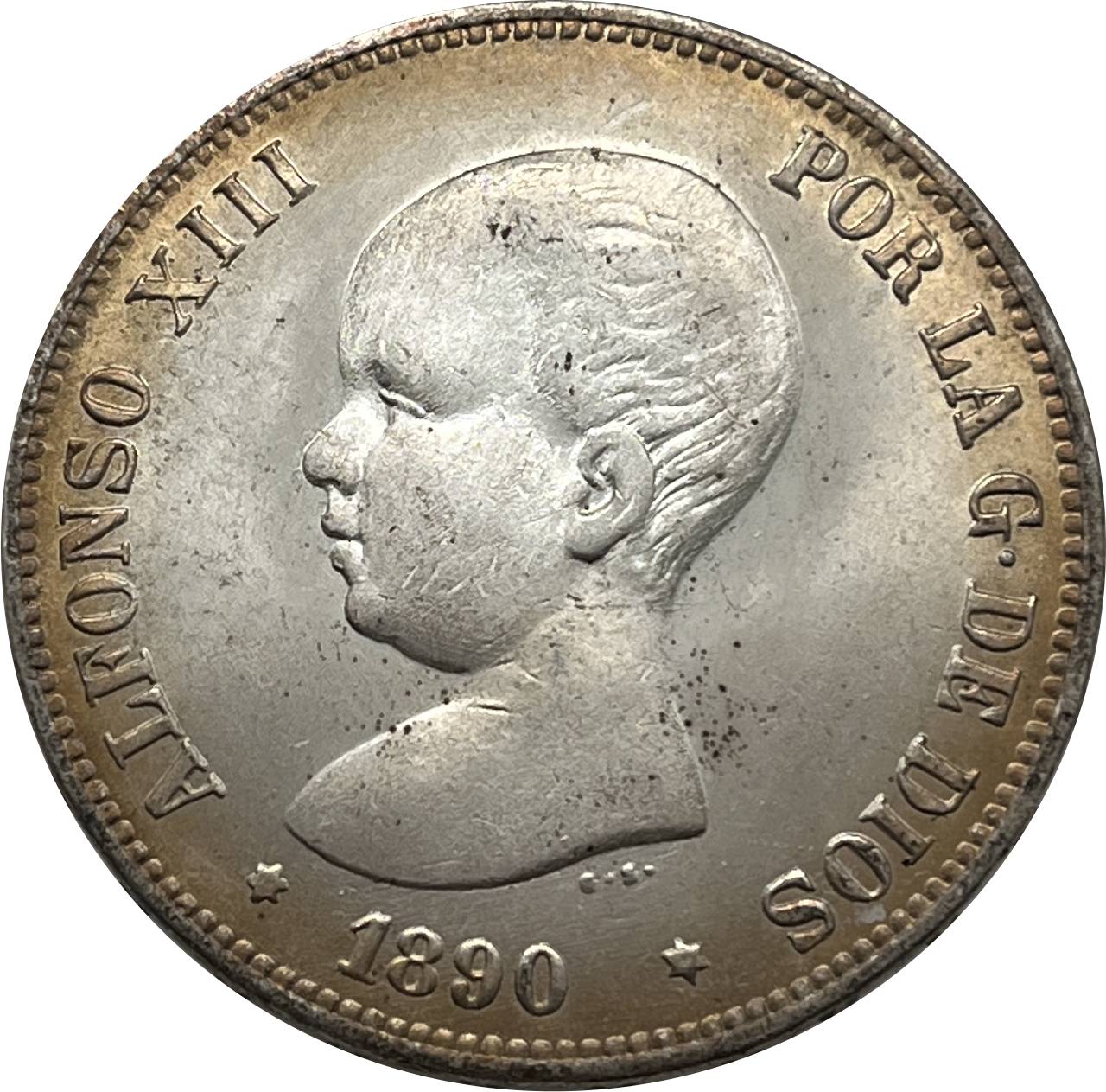 Spain 1890 1892 5 Pesetas ESP Alfonso XIII Silver Plated Replica Coin Commemorative Medal,Historical Collectible Art Craft For Enthusiasts