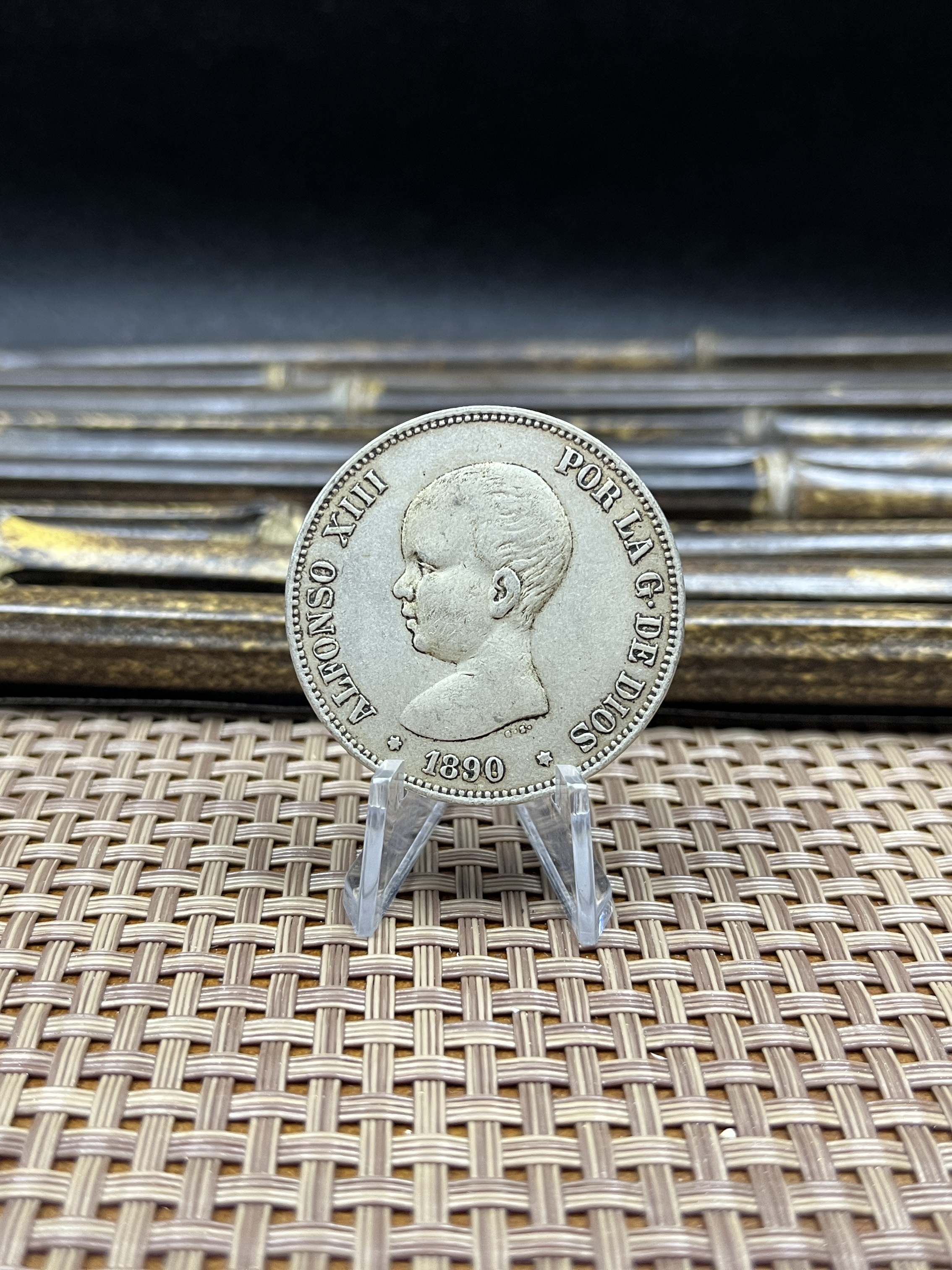 Spain 1890 1892 5 Pesetas ESP Alfonso XIII Silver Plated Replica Coin Commemorative Medal,Historical Collectible Art Craft For Enthusiasts