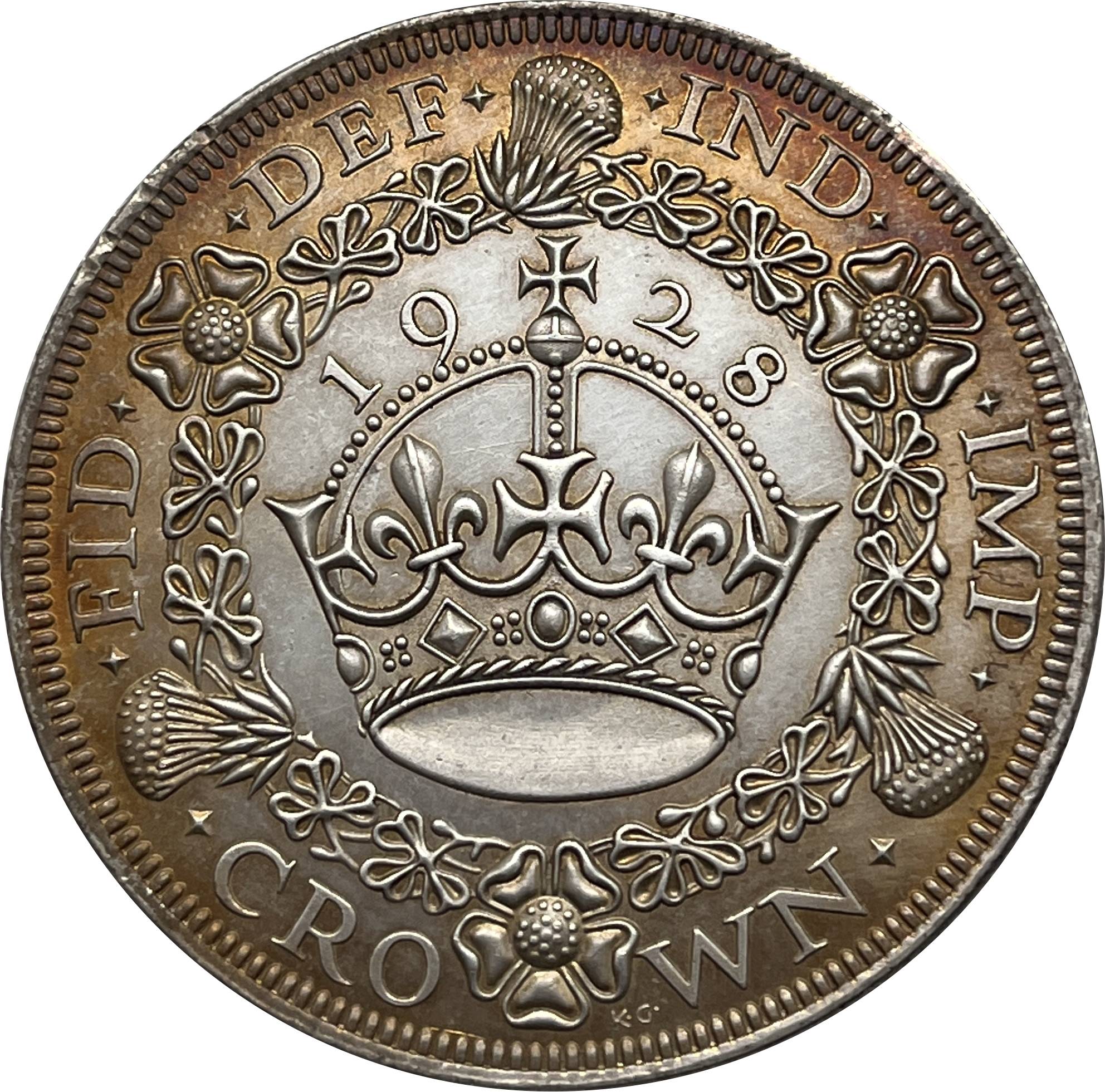 United Kingdom 1 Crown 1927 1928 1929 1930 1931 1932 1933 1934 1936 George V Wreath Crown Great Britain Silver Plated  Replica Coin Commemorative Medal,Historical Collectible Art Craft For Enthusiasts