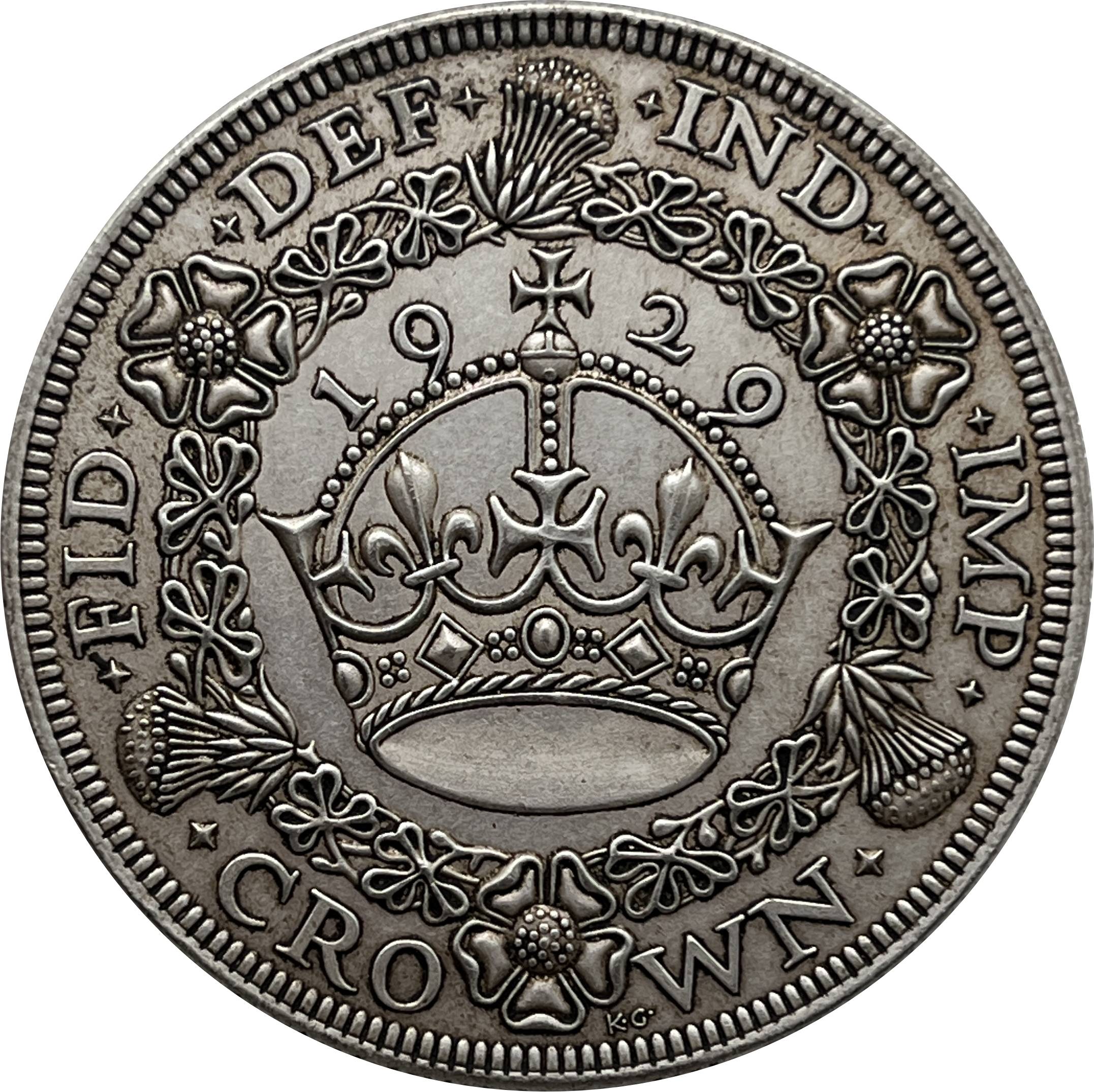 United Kingdom 1 Crown 1927 1928 1929 1930 1931 1932 1933 1934 1936 George V Wreath Crown Great Britain Silver Plated  Replica Coin Commemorative Medal,Historical Collectible Art Craft For Enthusiasts