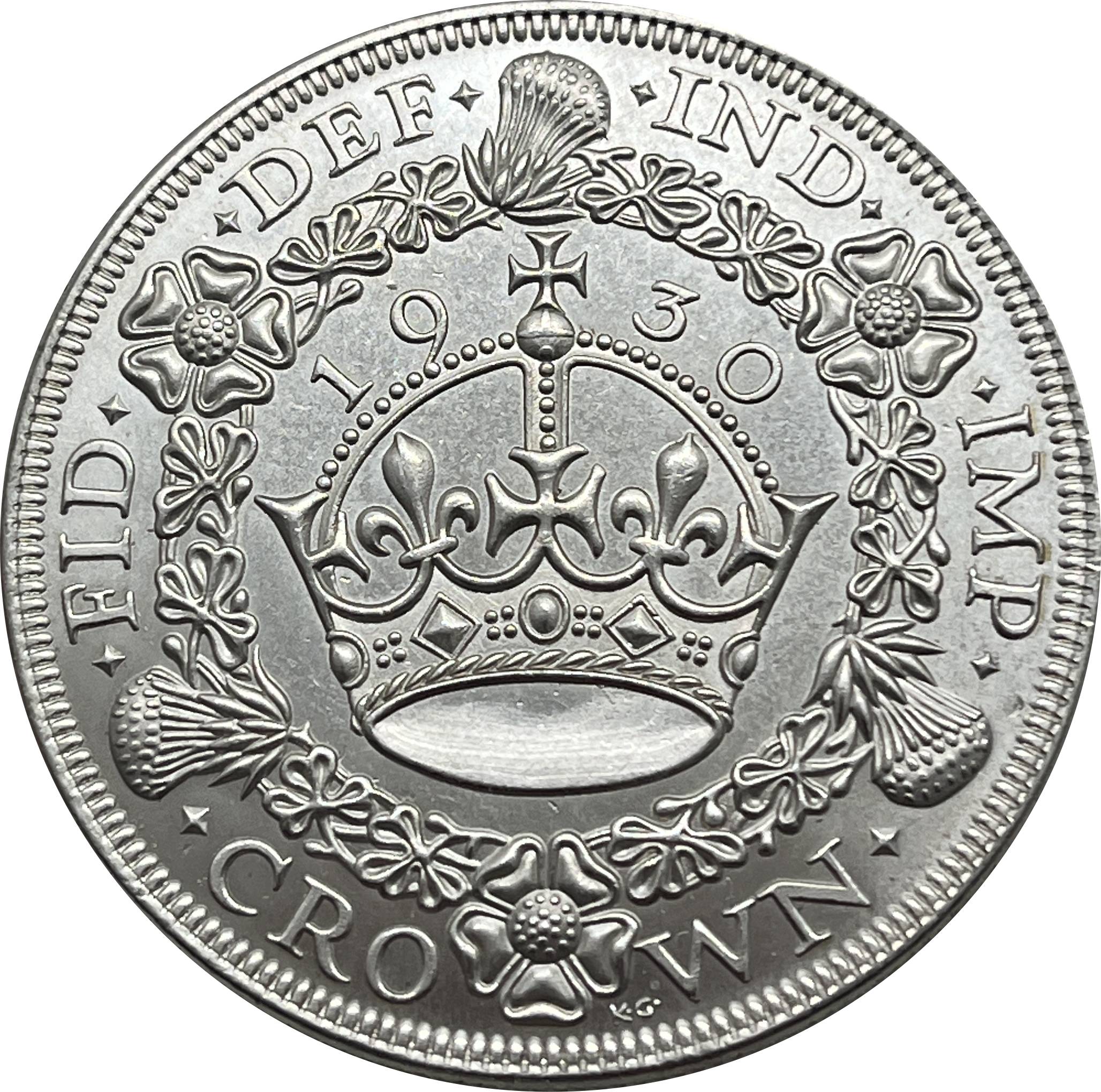 United Kingdom 1 Crown 1927 1928 1929 1930 1931 1932 1933 1934 1936 George V Wreath Crown Great Britain Silver Plated  Replica Coin Commemorative Medal,Historical Collectible Art Craft For Enthusiasts