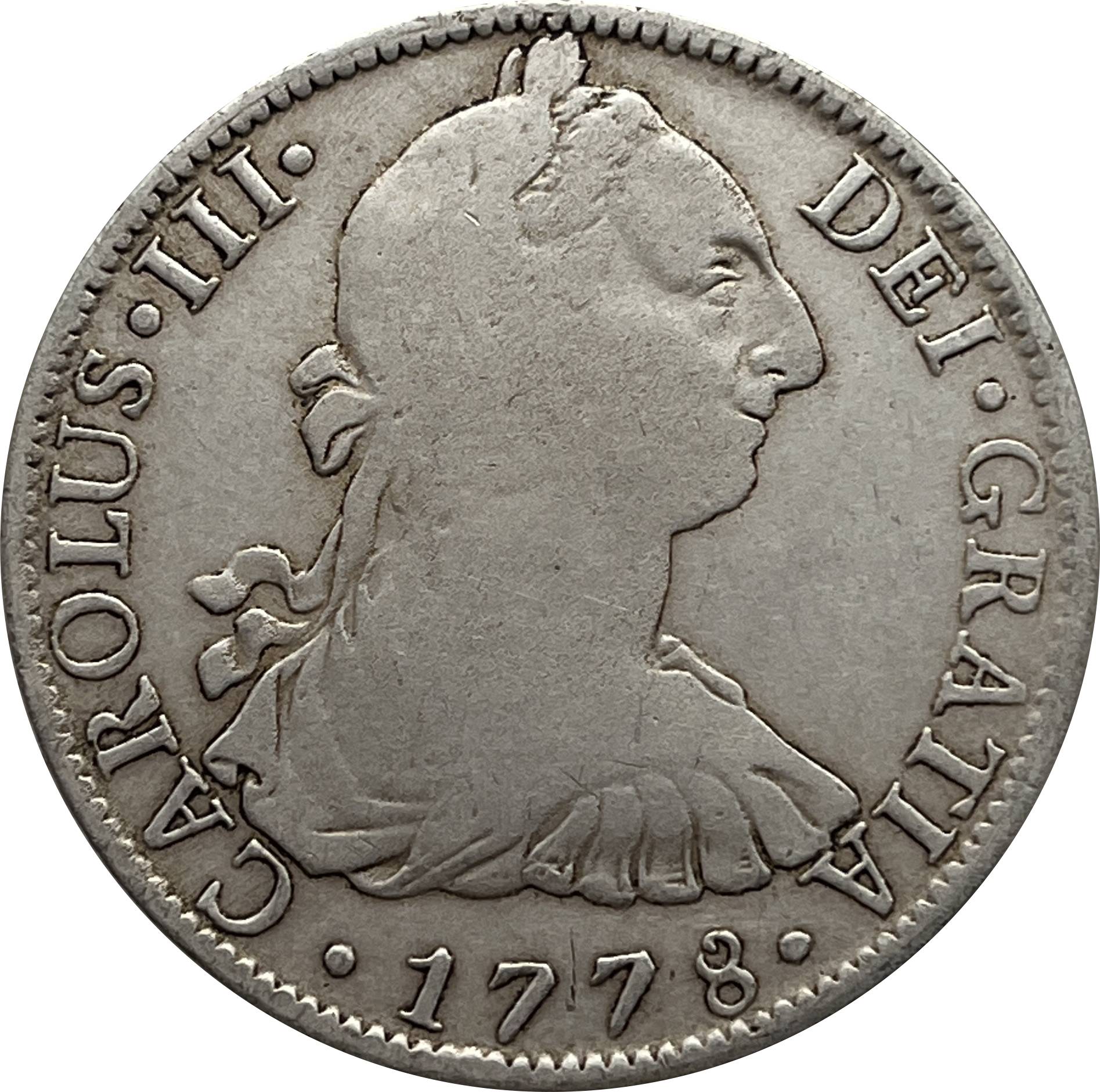 Mexico 1776 1778 8 Reals Carlos III Bust Facing Right Silver Plated Replica Coin Commemorative Medal,Historical Collectible Art Craft For Enthusiasts