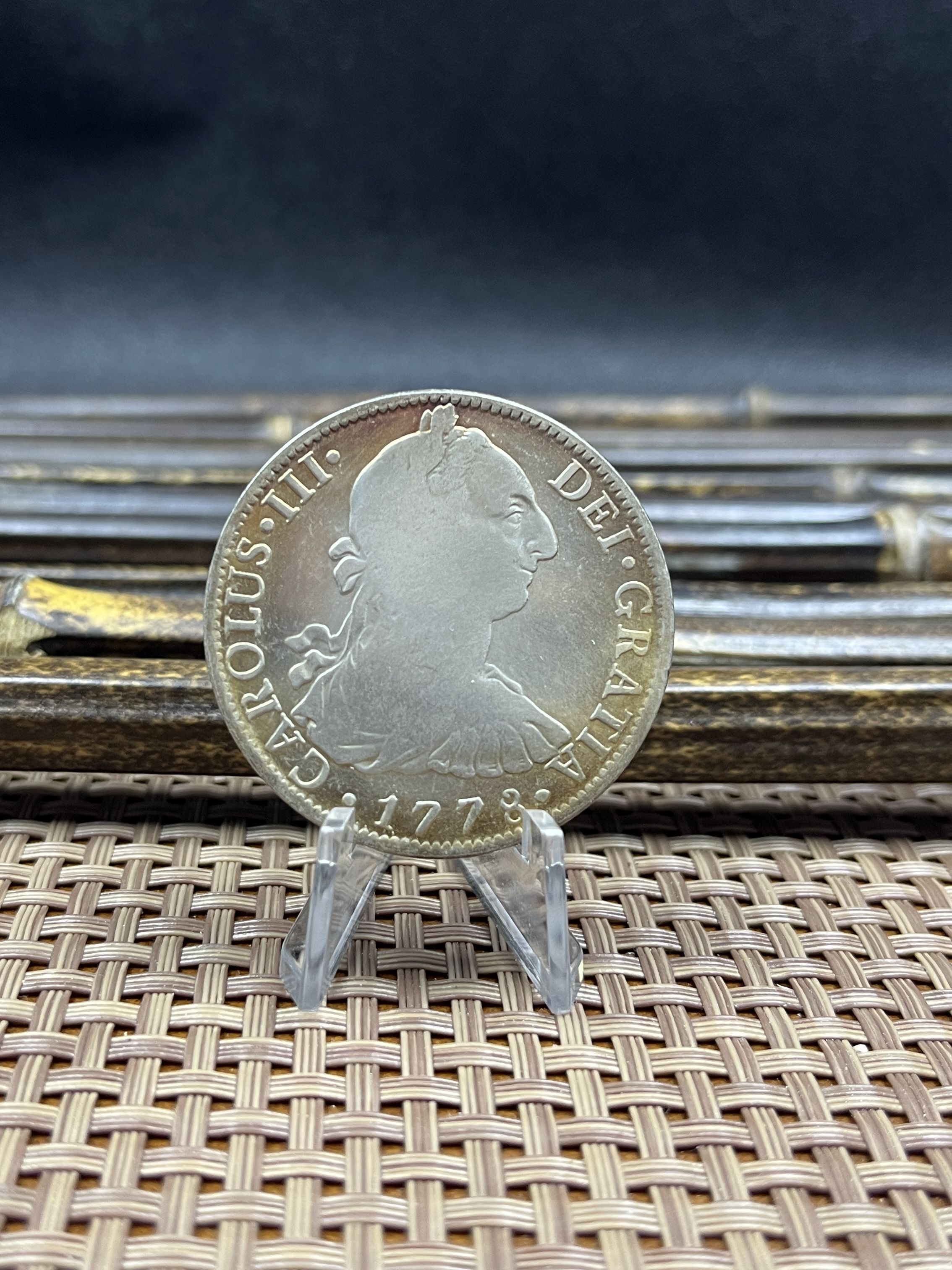 Mexico 1776 1778 8 Reals Carlos III Bust Facing Right Silver Plated Replica Coin Commemorative Medal,Historical Collectible Art Craft For Enthusiasts
