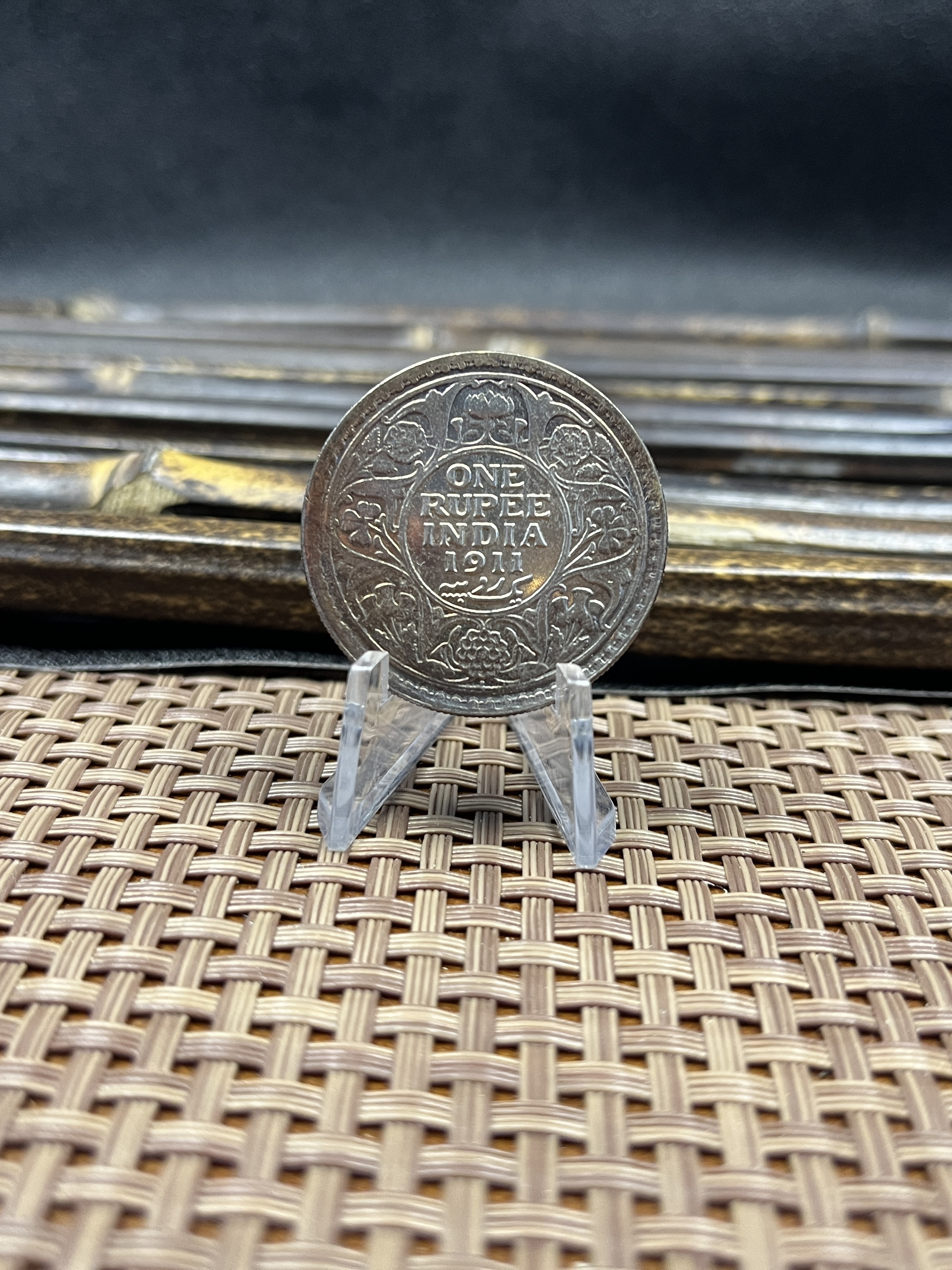 India British 1911 One 1 Rupee George V Brass Plated Silver Replica Coin Commemorative Medal,Historical Collectible Art Craft For Enthusiasts