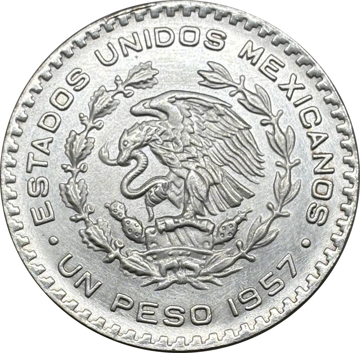 Mexico Republic 1 UN Peso Tepalcate 1957 1958 1959 1960 1961 1962 1963 1964 1965 1967 Silver Plated Replica Coin Commemorative Medal,Historical Collectible Art Craft For Enthusiasts