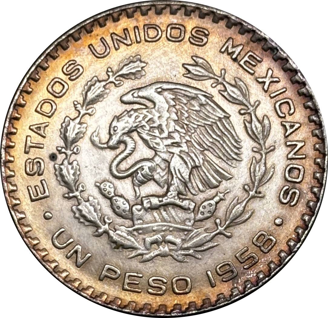 Mexico Republic 1 UN Peso Tepalcate 1957 1958 1959 1960 1961 1962 1963 1964 1965 1967 Silver Plated Replica Coin Commemorative Medal,Historical Collectible Art Craft For Enthusiasts