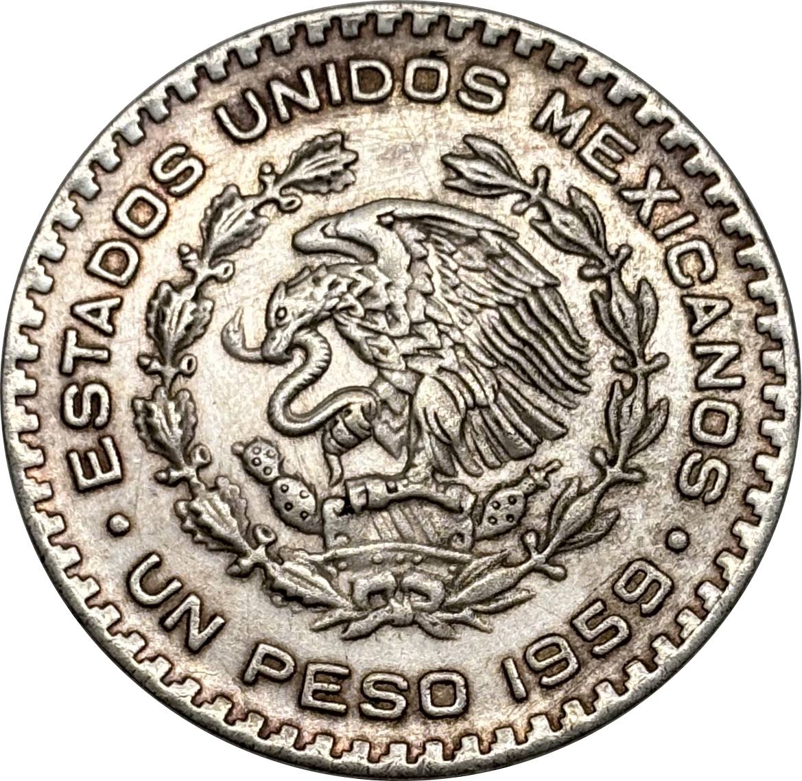 Mexico Republic 1 UN Peso Tepalcate 1957 1958 1959 1960 1961 1962 1963 1964 1965 1967 Silver Plated Replica Coin Commemorative Medal,Historical Collectible Art Craft For Enthusiasts