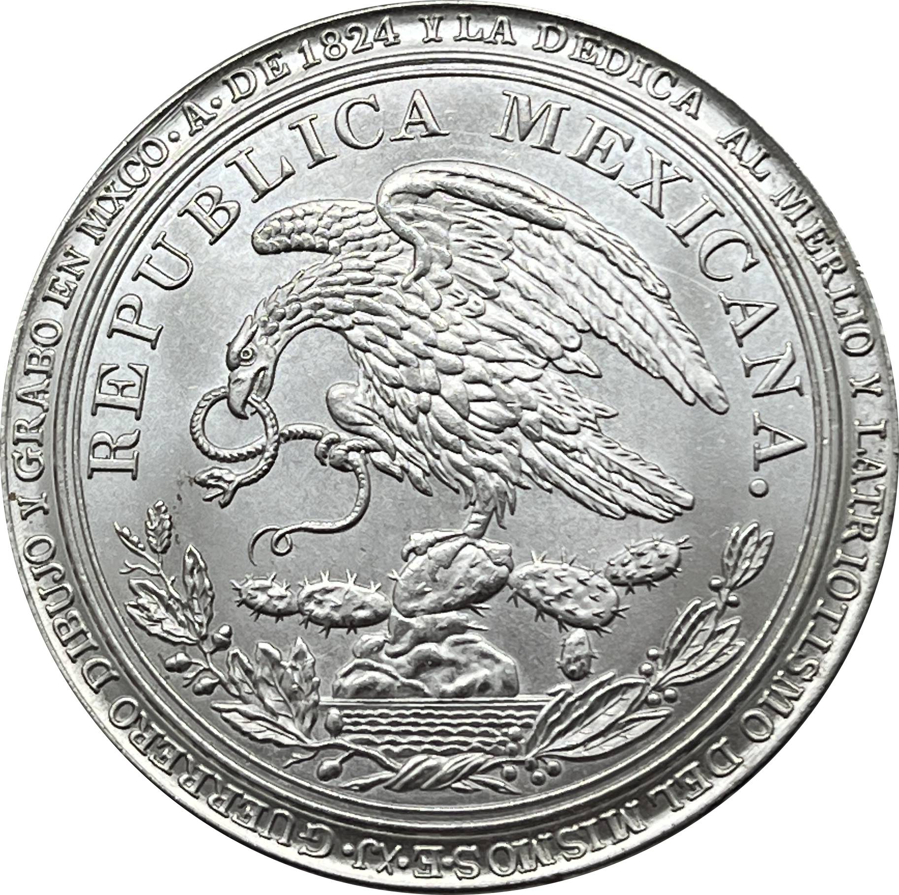 Mexico President Guadalupe Victoria Medal 1824 Silver Plated Replica Coin Commemorative Medal,Historical Collectible Art Craft For Enthusiasts
