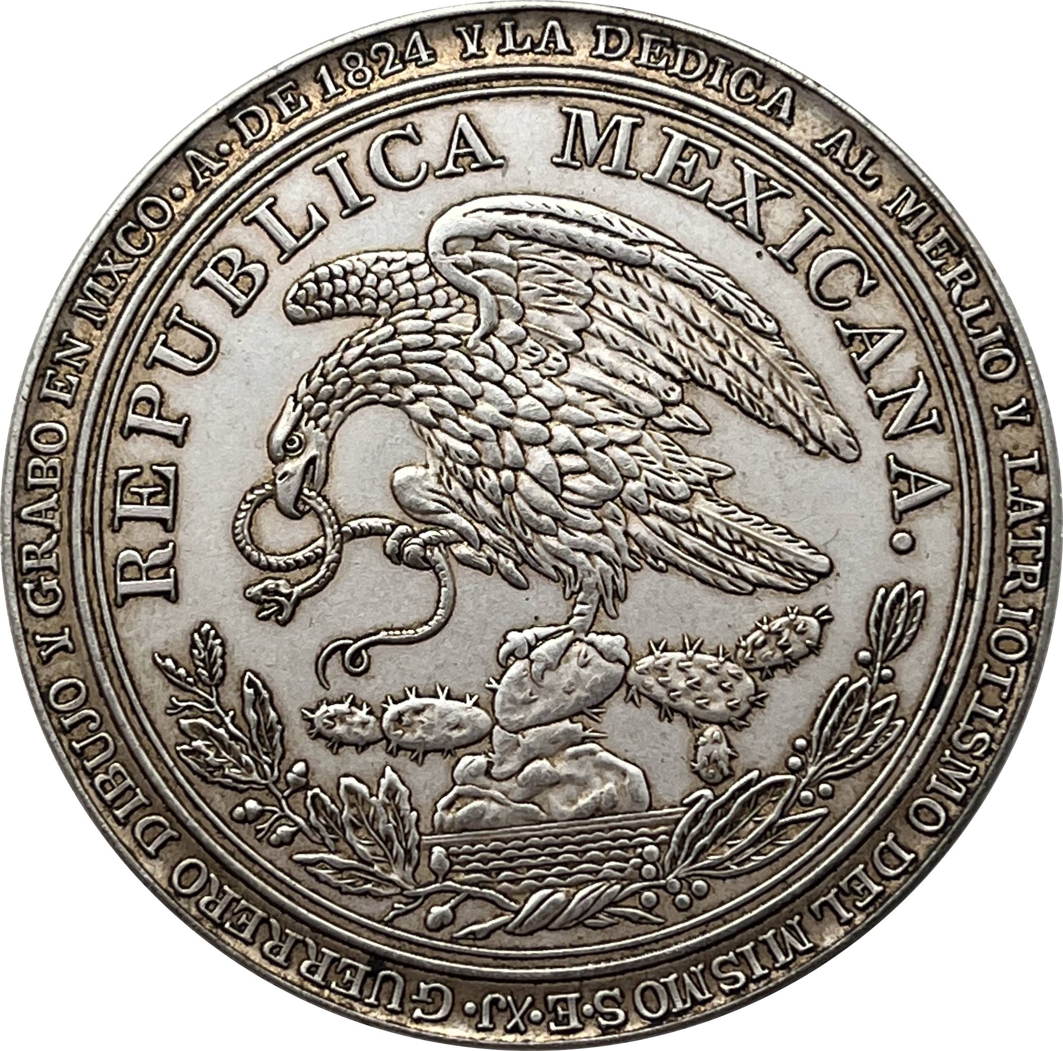 Mexico President Guadalupe Victoria Medal 1824 Silver Plated Replica Coin Commemorative Medal,Historical Collectible Art Craft For Enthusiasts