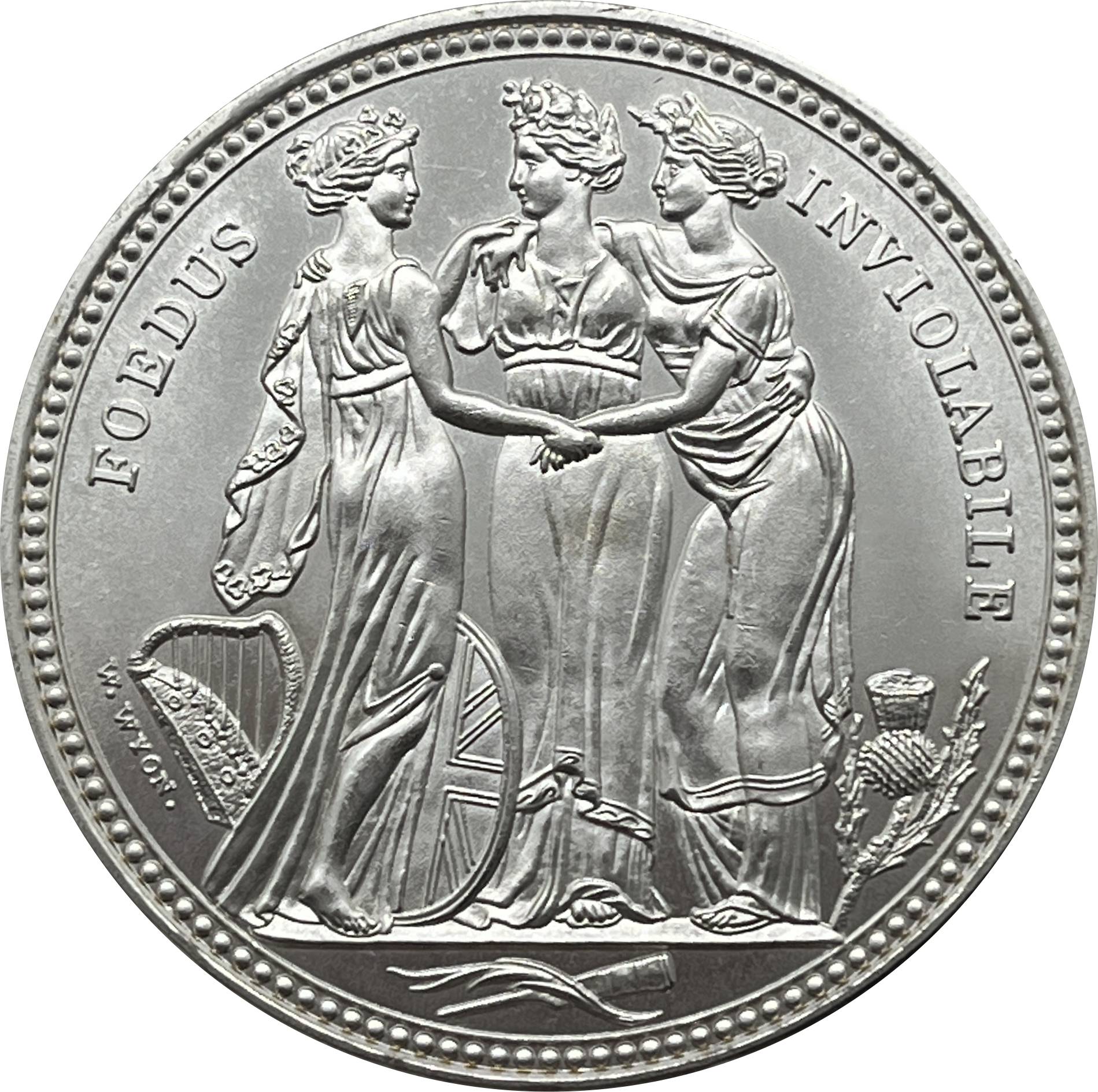 United Kingdom 1817 1 Crown George III Three Graces Pattern Silver Plated Replica Coin Commemorative Medal,Historical Collectible Art Craft For Enthusiasts