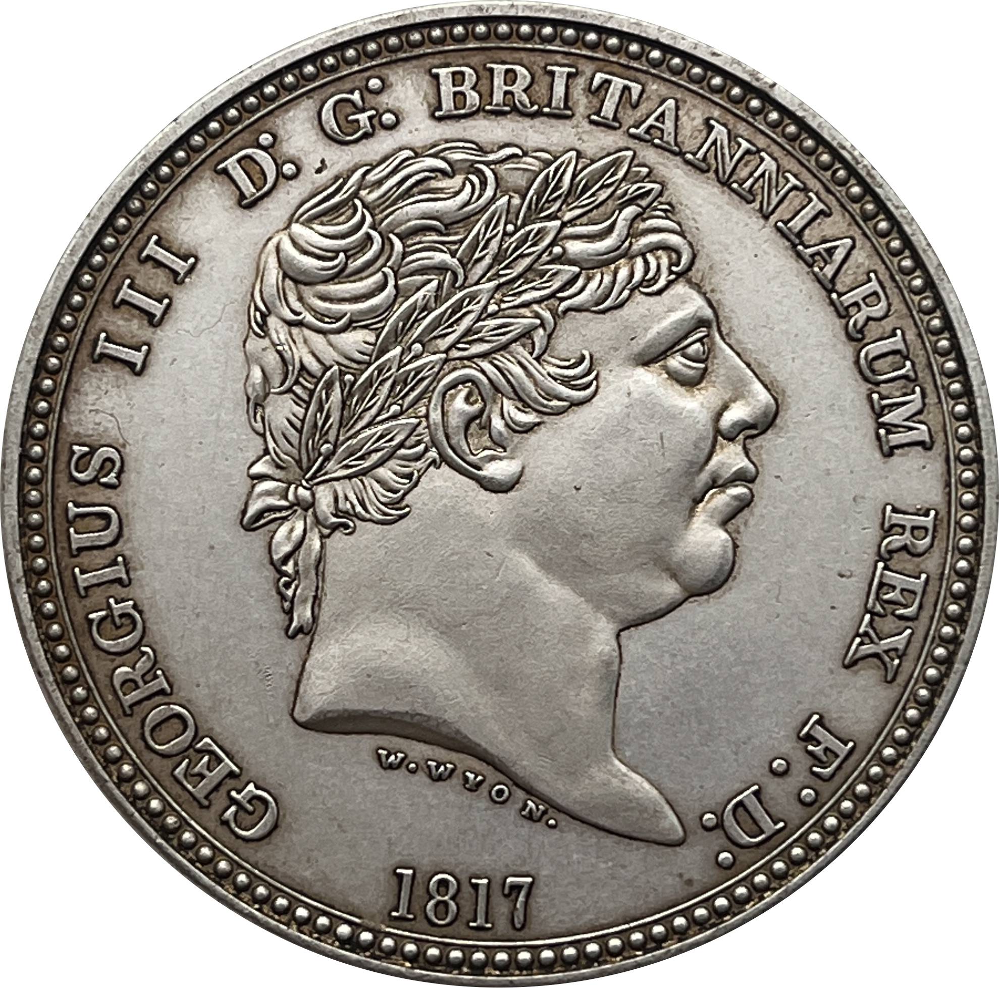 United Kingdom 1817 1 Crown George III Three Graces Pattern Silver Plated Replica Coin Commemorative Medal,Historical Collectible Art Craft For Enthusiasts