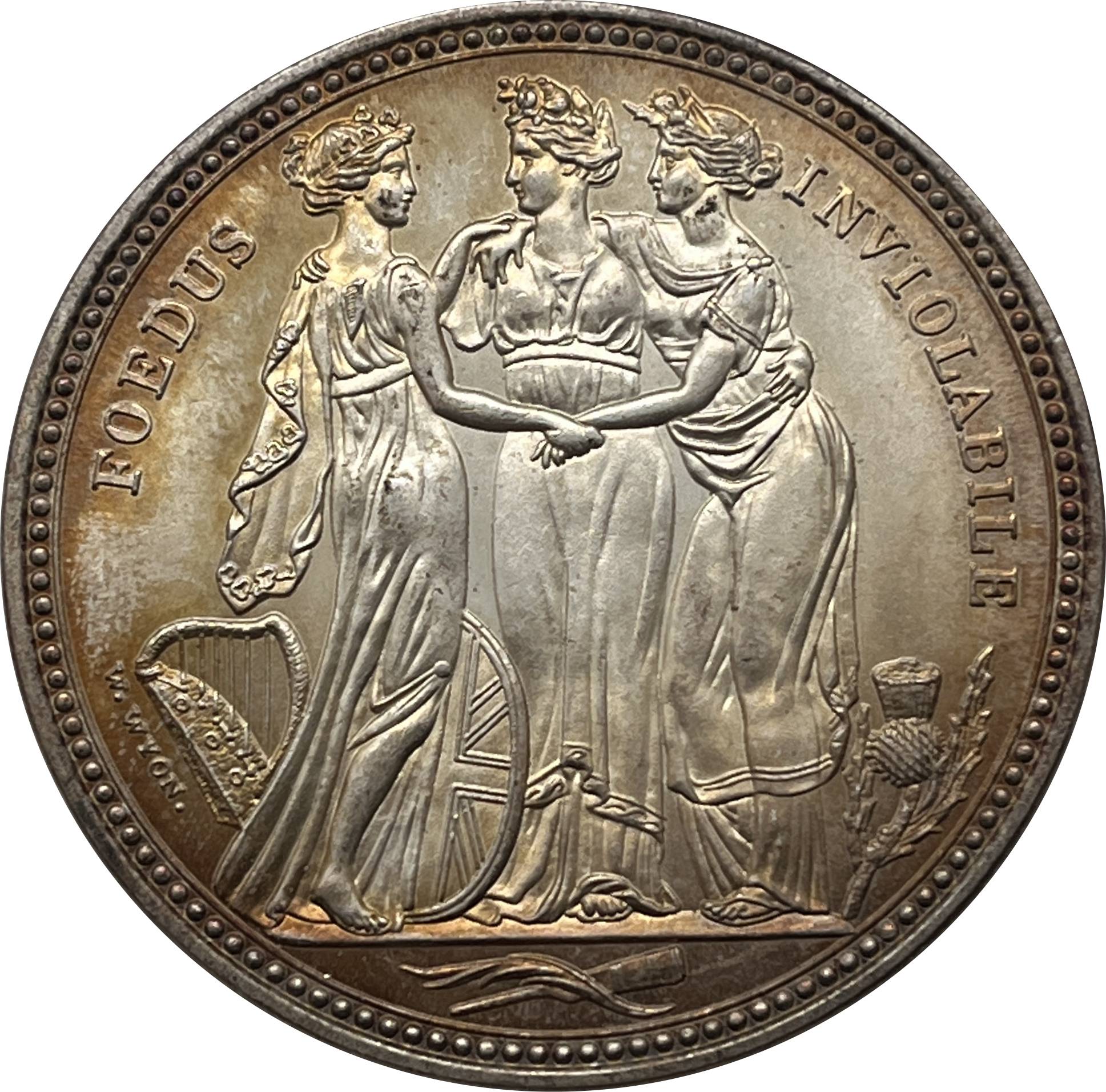 United Kingdom 1817 1 Crown George III Three Graces Pattern Silver Plated Replica Coin Commemorative Medal,Historical Collectible Art Craft For Enthusiasts