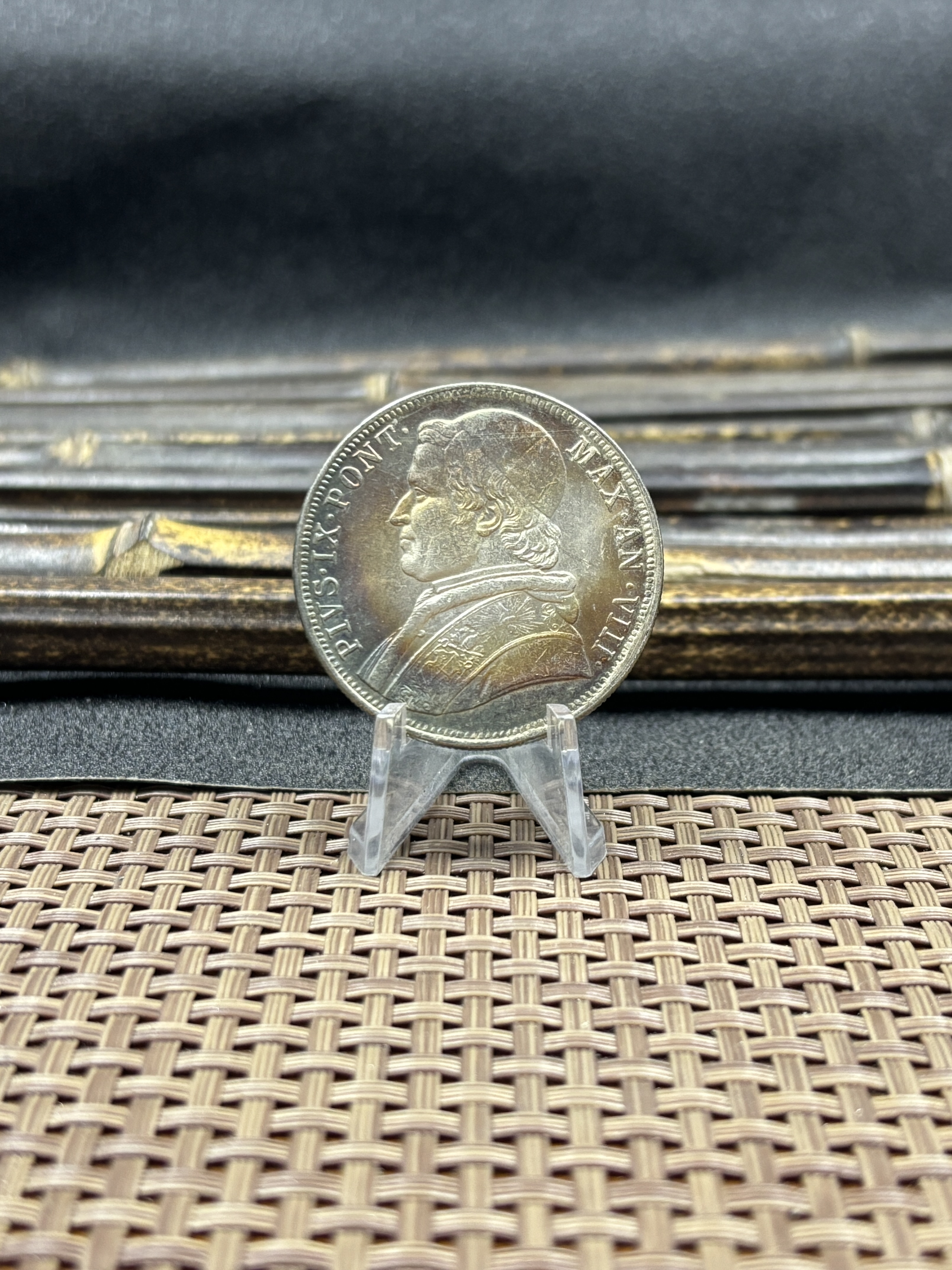 Italian States 1853 R Papal 1 Scudo Pius IX Silver Plated Replica Coin Commemorative Medal,Historical Collectible Art Craft For Enthusiasts