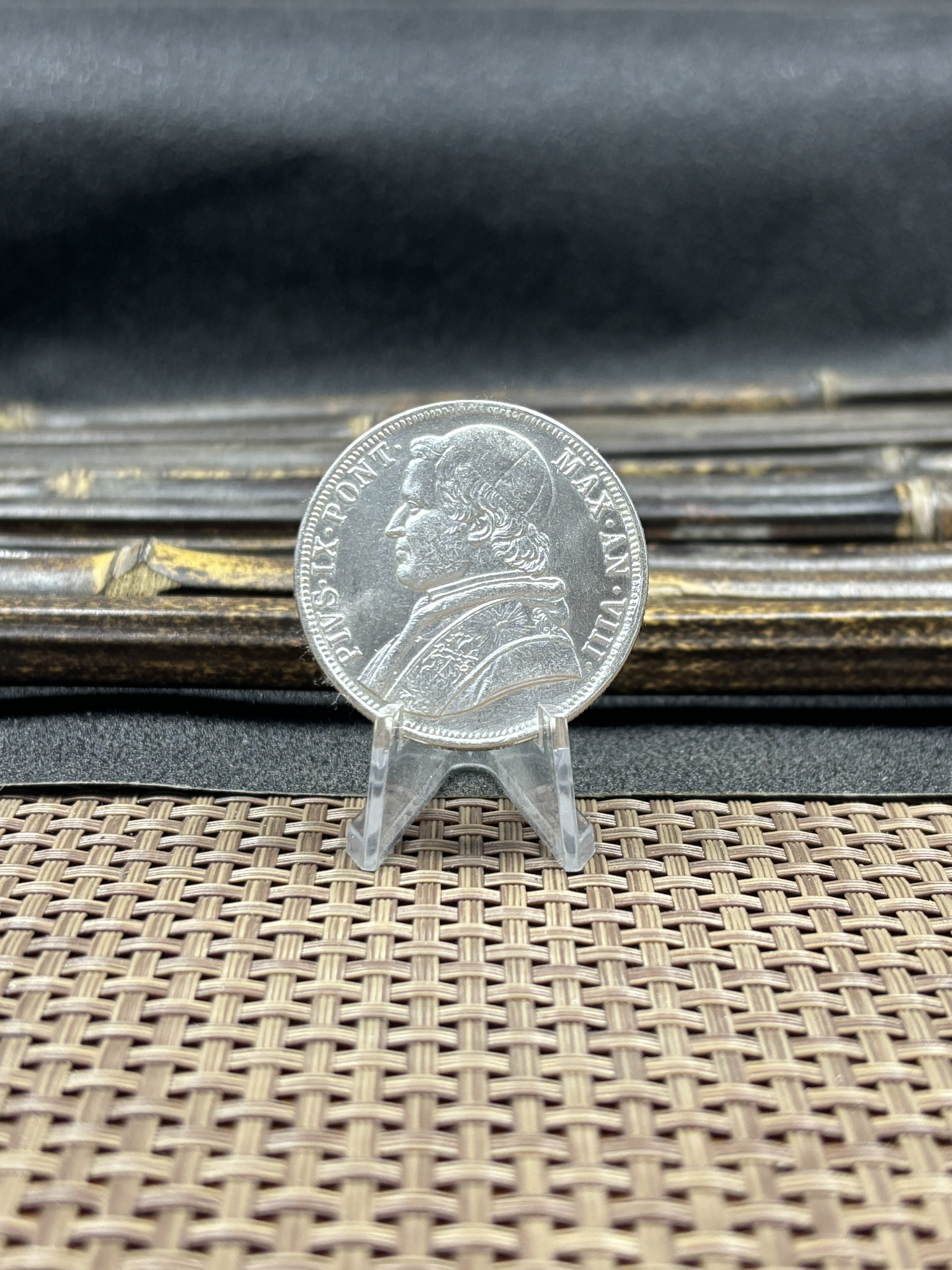 Italian States 1853 R Papal 1 Scudo Pius IX Silver Plated Replica Coin Commemorative Medal,Historical Collectible Art Craft For Enthusiasts