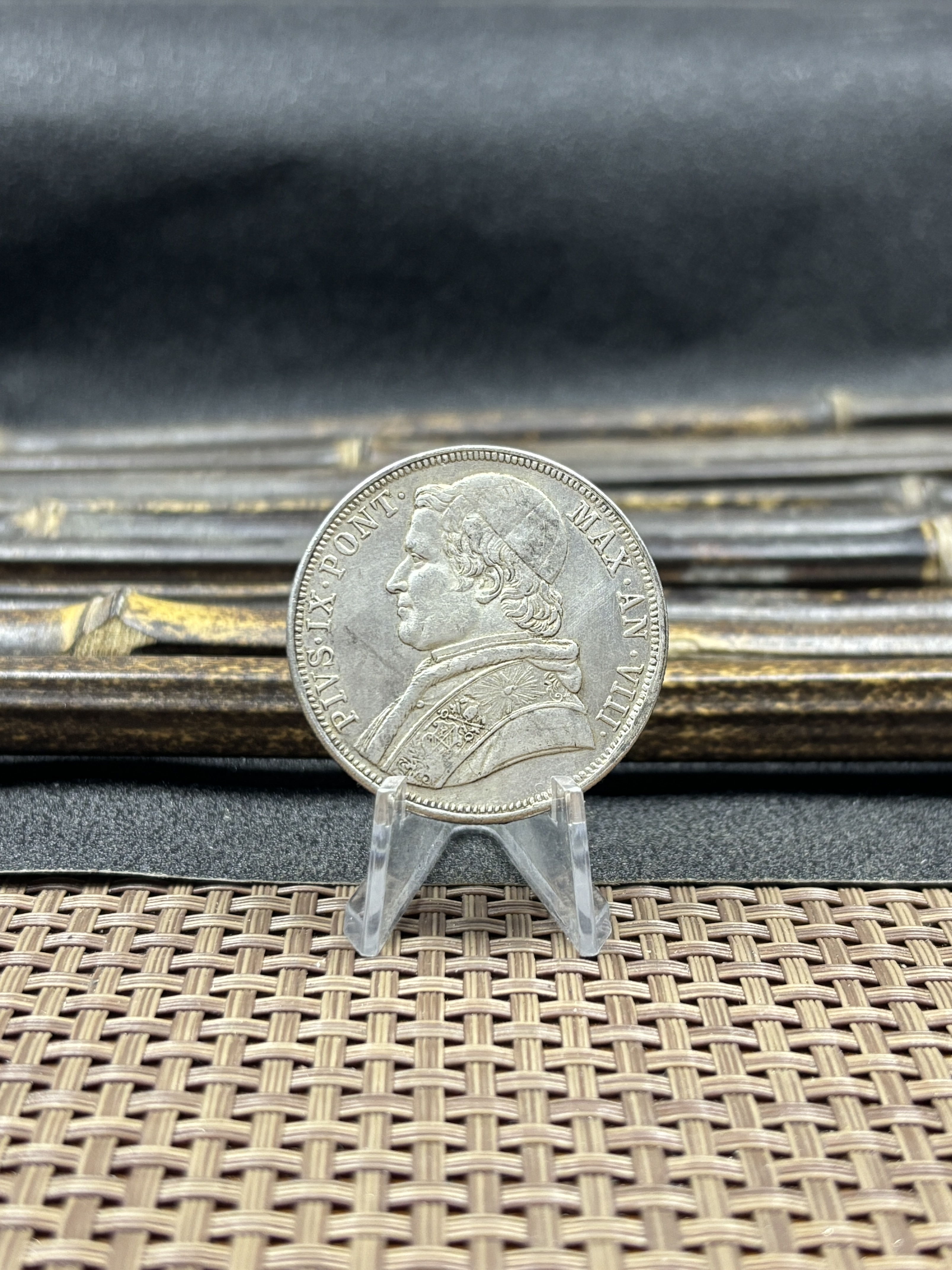 Italian States 1853 R Papal 1 Scudo Pius IX Silver Plated Replica Coin Commemorative Medal,Historical Collectible Art Craft For Enthusiasts