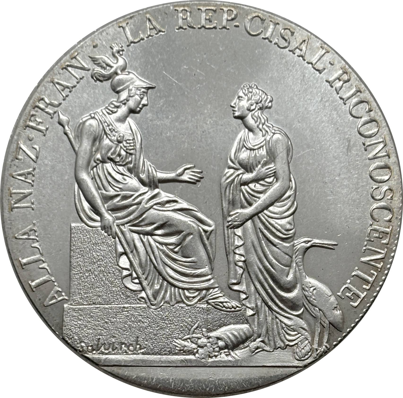 Italian States Cisalpine Republic 1800 1 Scudo 6 Lire Silver Plated Replica Coin Commemorative Medal,Historical Collectible Art Craft For Enthusiasts