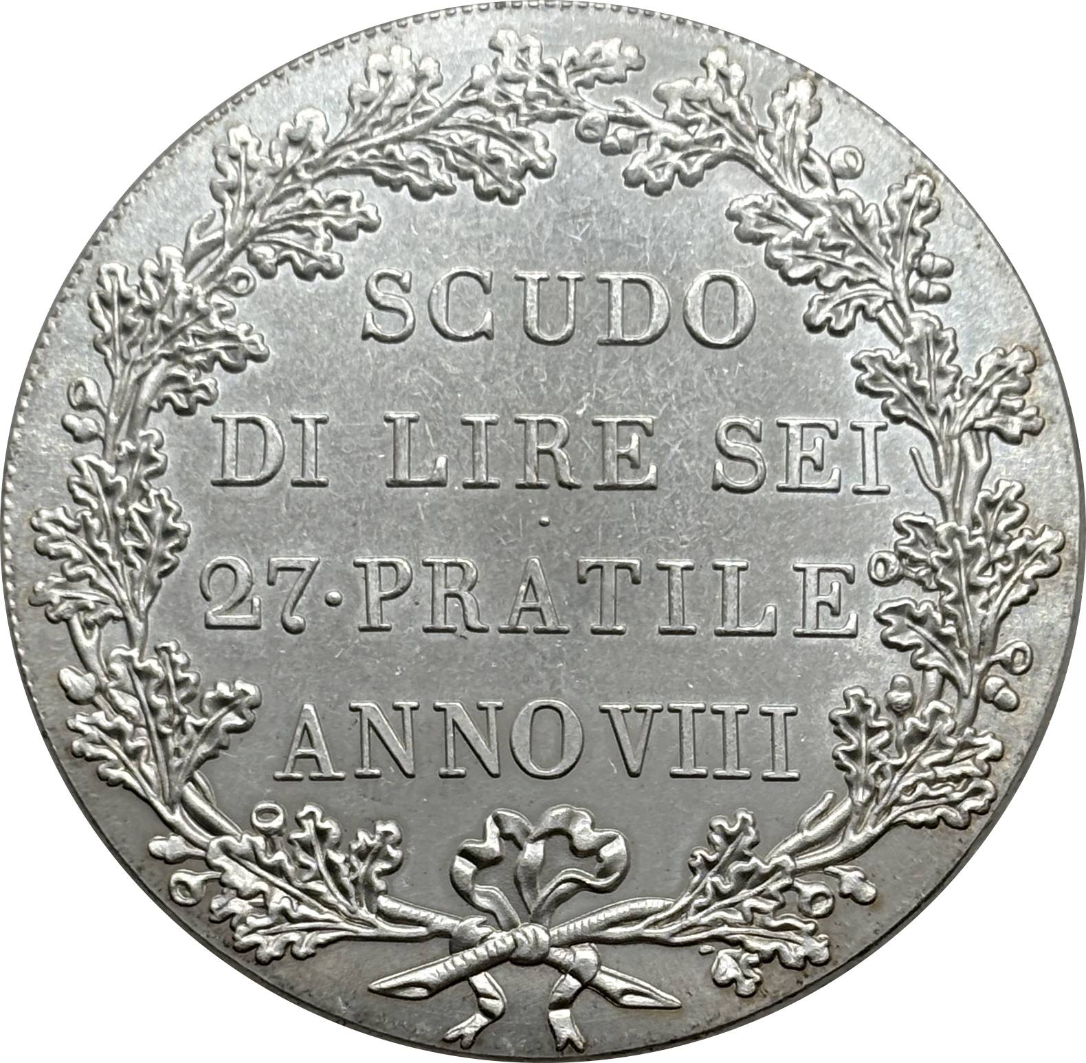 Italian States Cisalpine Republic 1800 1 Scudo 6 Lire Silver Plated Replica Coin Commemorative Medal,Historical Collectible Art Craft For Enthusiasts