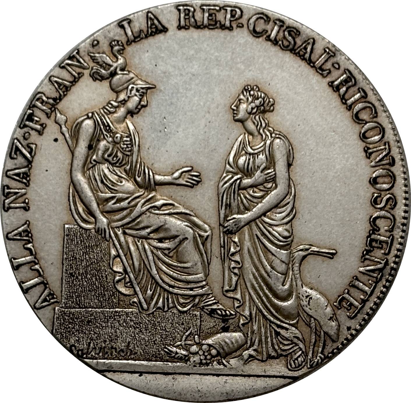 Italian States Cisalpine Republic 1800 1 Scudo 6 Lire Silver Plated Replica Coin Commemorative Medal,Historical Collectible Art Craft For Enthusiasts