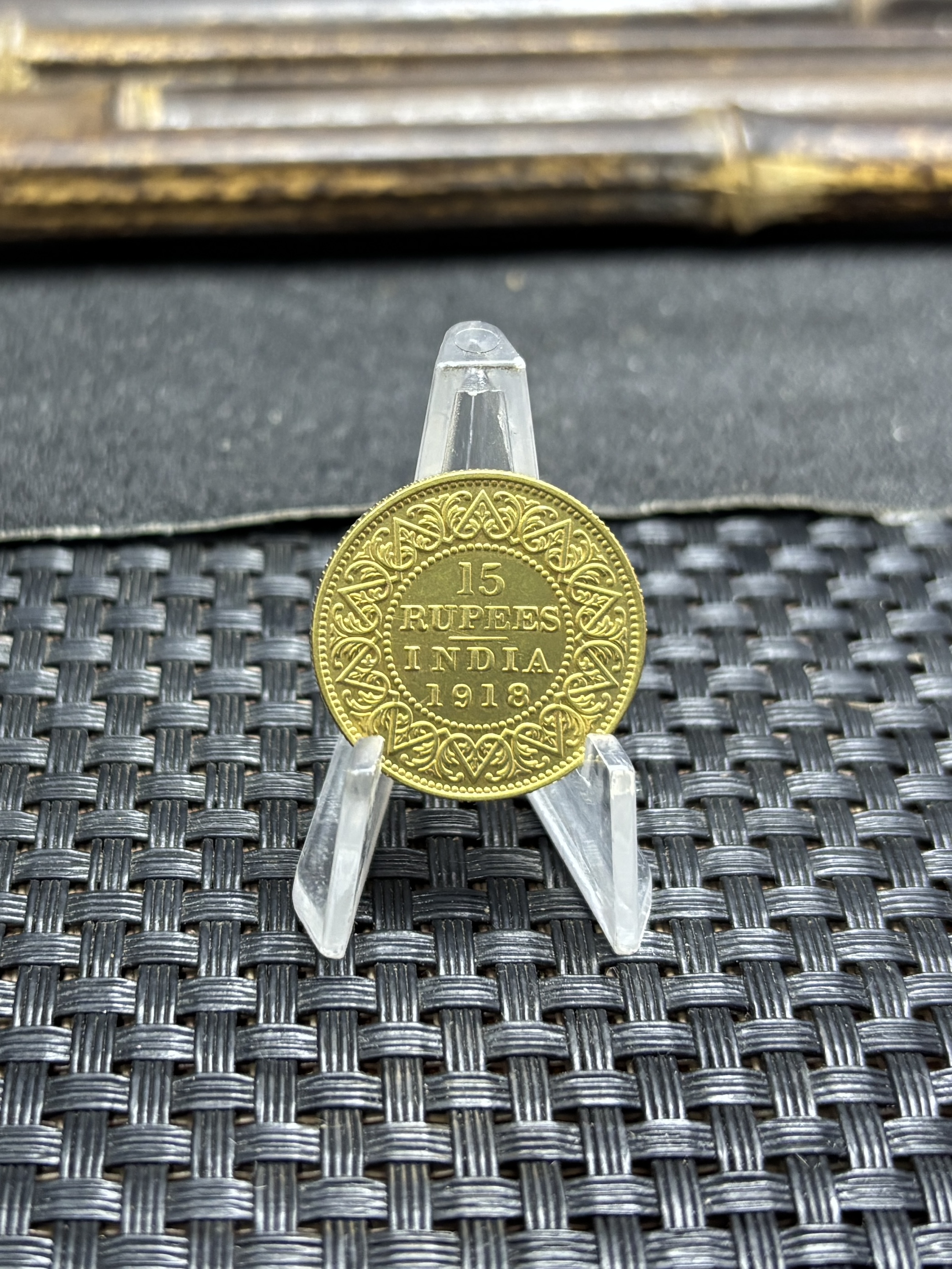 India 1918 15 Rupees George V King Emperor Gold Brass Metal Replica Coin Commemorative Medal,Historical Collectible Art Craft For Enthusiasts