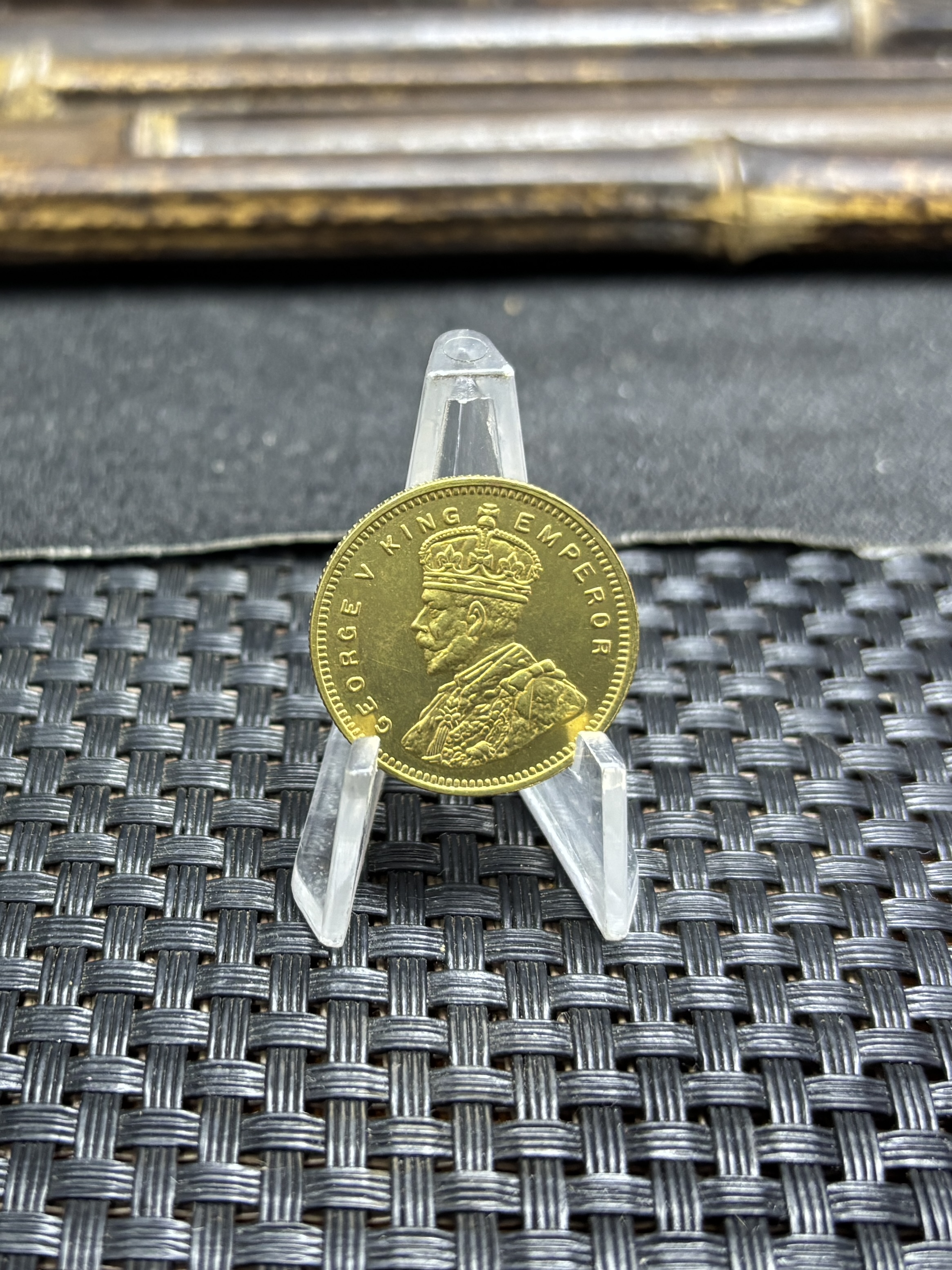 India 1918 15 Rupees George V King Emperor Gold Brass Metal Replica Coin Commemorative Medal,Historical Collectible Art Craft For Enthusiasts