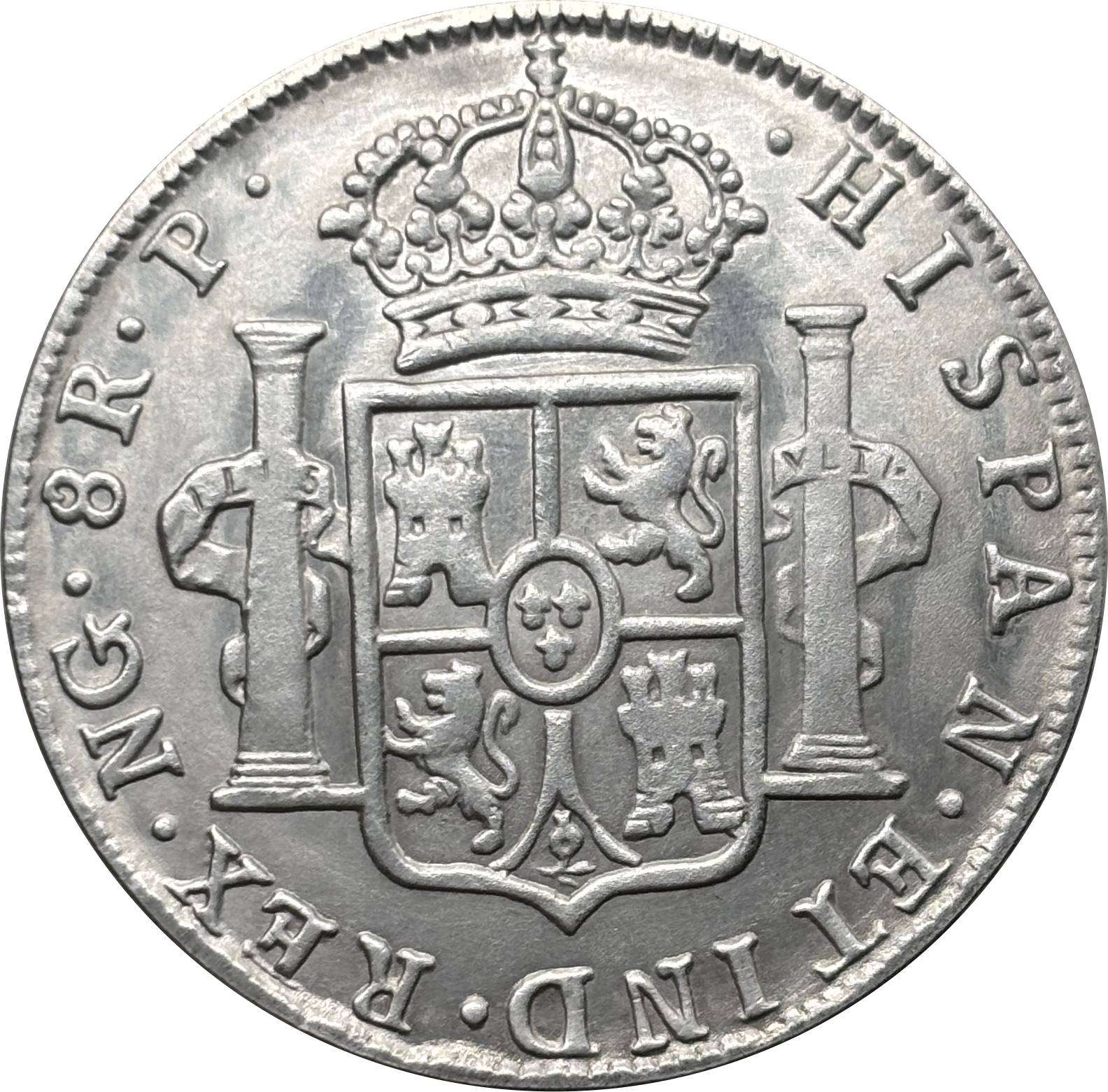 Mexico Peru 1780 1805 8 Reales Charles III IIII Colonial Milled Coinage Silver Plated Metal Replica Coin Commemorative Medal,Historical Collectible Art Craft For Enthusiasts