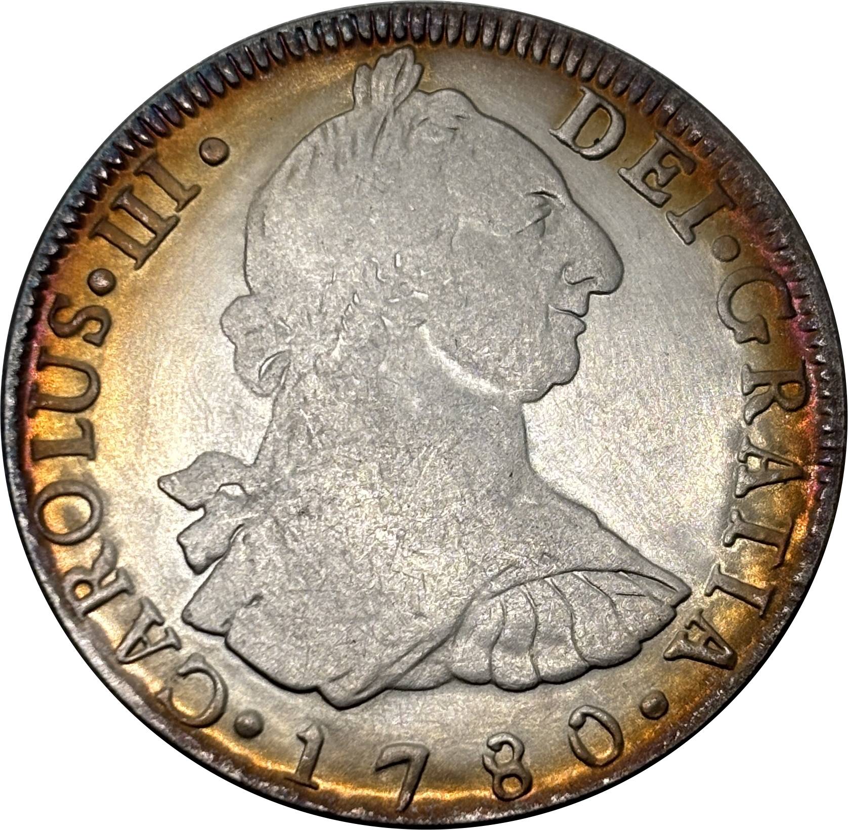 Mexico Peru 1780 1805 8 Reales Charles III IIII Colonial Milled Coinage Silver Plated Metal Replica Coin Commemorative Medal,Historical Collectible Art Craft For Enthusiasts