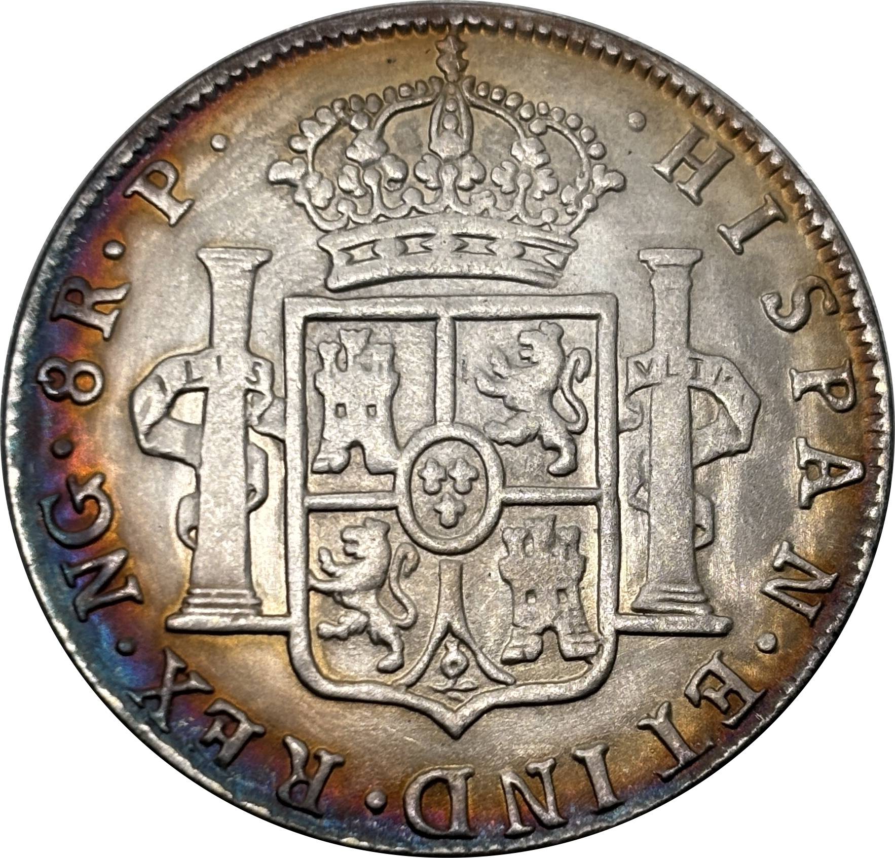 Mexico Peru 1780 1805 8 Reales Charles III IIII Colonial Milled Coinage Silver Plated Metal Replica Coin Commemorative Medal,Historical Collectible Art Craft For Enthusiasts