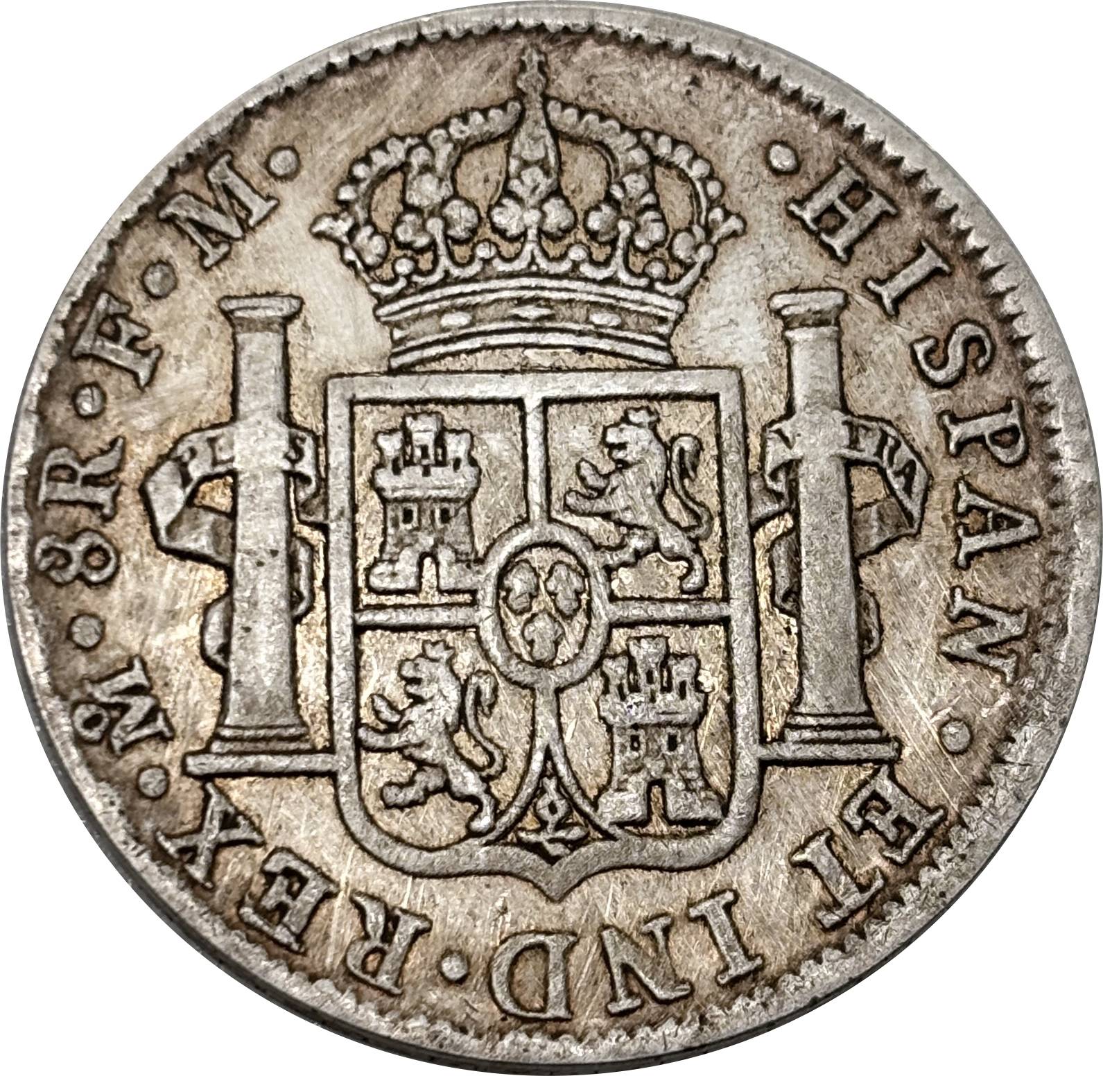 Mexico Peru 1780 1805 8 Reales Charles III IIII Colonial Milled Coinage Silver Plated Metal Replica Coin Commemorative Medal,Historical Collectible Art Craft For Enthusiasts