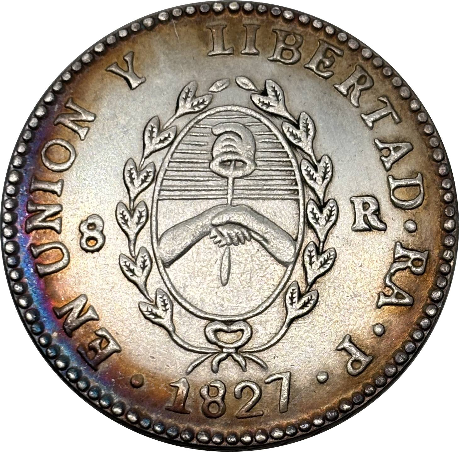 Argentina 1826 1827 1831 1835 1836 8 Reales Provincias del Rio de la Silver Plated Metal  Replica Coin Commemorative Medal,Historical Collectible Art Craft For Enthusiasts
