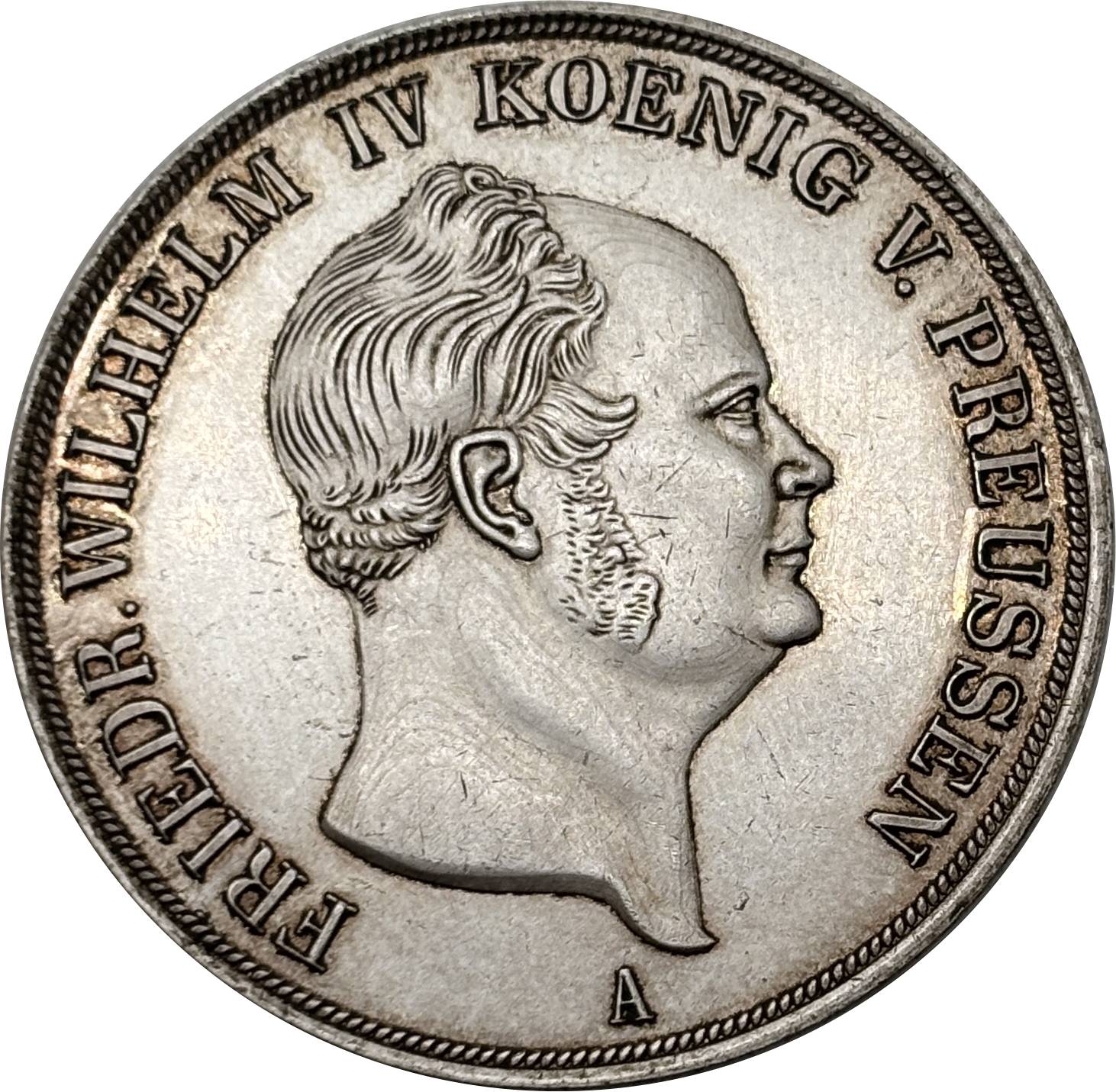 German States Kingdom of Prussia 2 Thaler / 3 1/2 Gulden Friedrich Wilhelm IV 1855 Plated Silver Replica Coin Commemorative Medal,Historical Collectible Art Craft For Enthusiasts