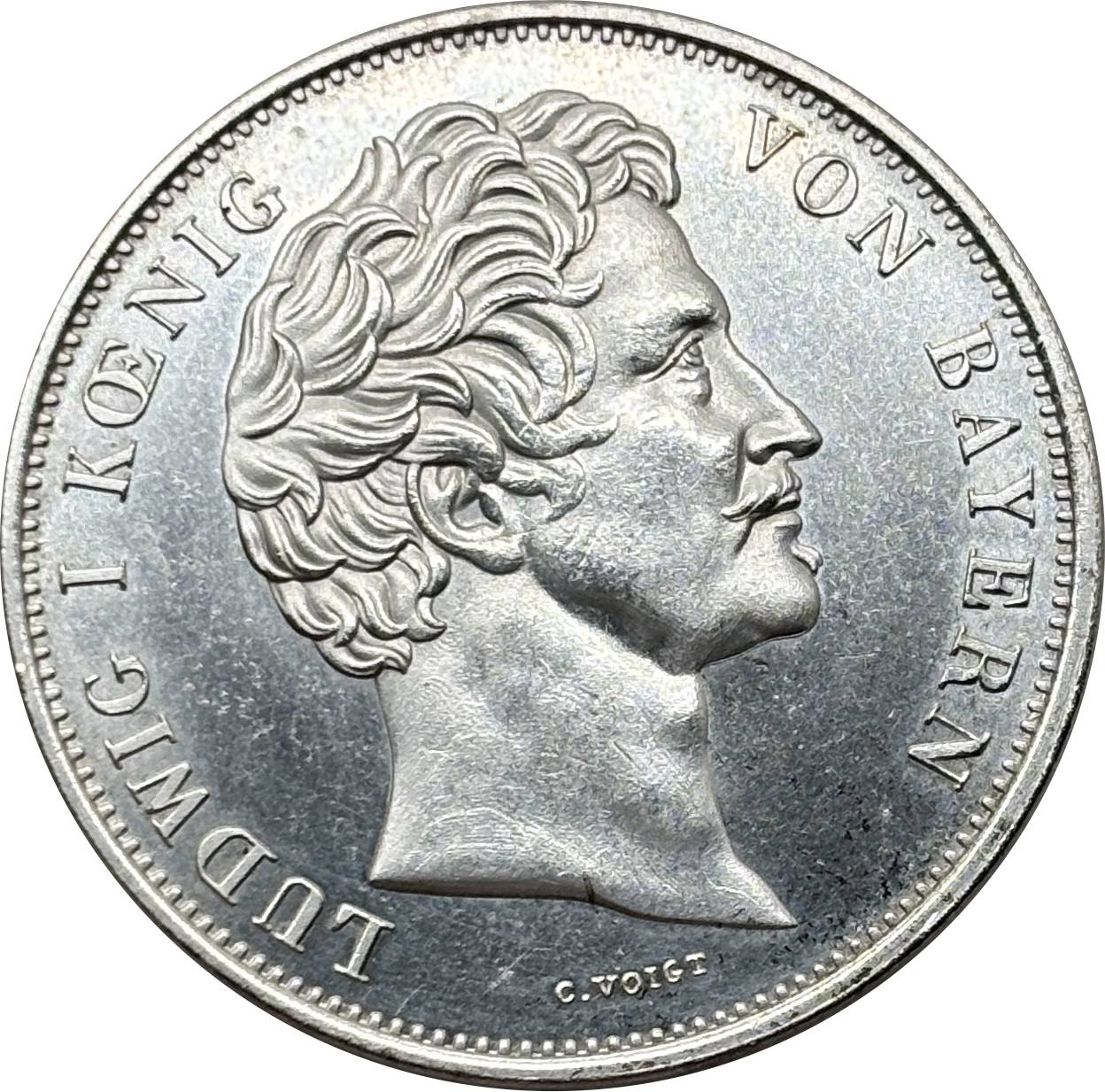 German States Kingdom of Bavaria 2 Thaler 3 1/2 Gulden Ludwig I Marriage 1842 Plated Silver Replica Coin Commemorative Medal,Historical Collectible Art Craft For Enthusiasts