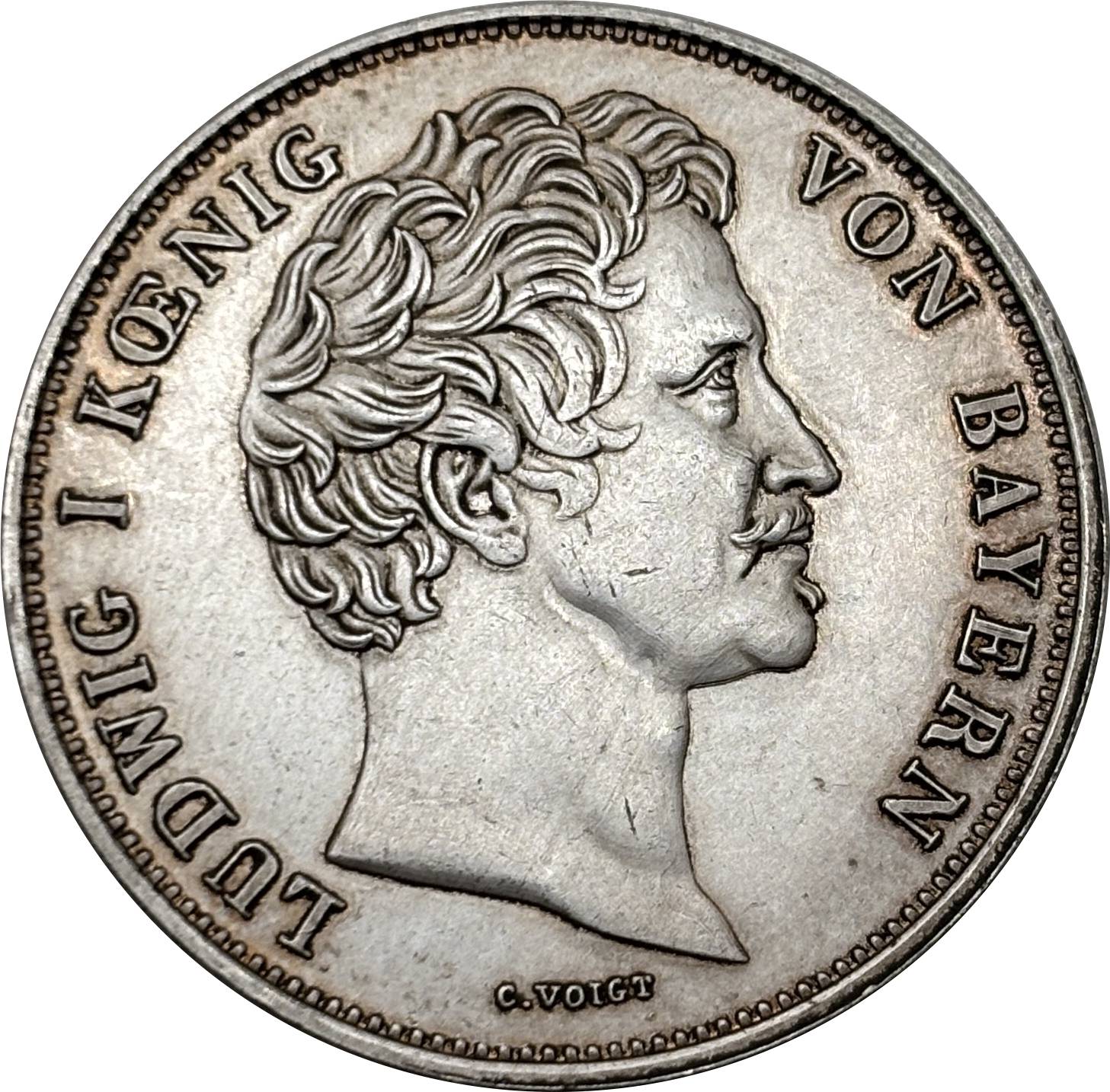German States Kingdom of Bavaria 2 Thaler 3 1/2 Gulden Ludwig I Marriage 1842 Plated Silver Replica Coin Commemorative Medal,Historical Collectible Art Craft For Enthusiasts