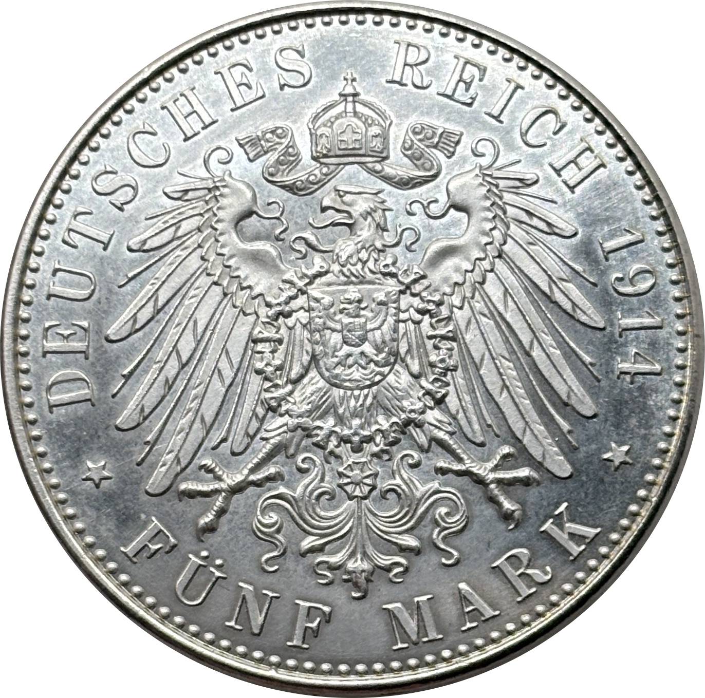 German States 1889 1914 5 Mark Frederick II Wedding Silver Plated Replica Coin Commemorative Medal,Historical Collectible Art Craft For Enthusiasts