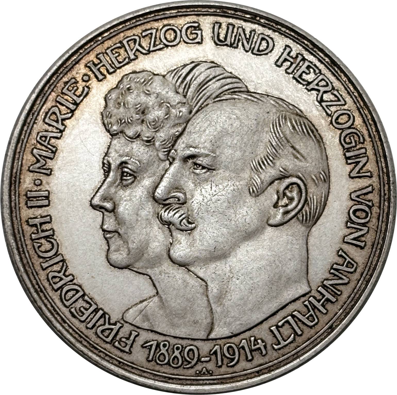 German States 1889 1914 5 Mark Frederick II Wedding Silver Plated Replica Coin Commemorative Medal,Historical Collectible Art Craft For Enthusiasts