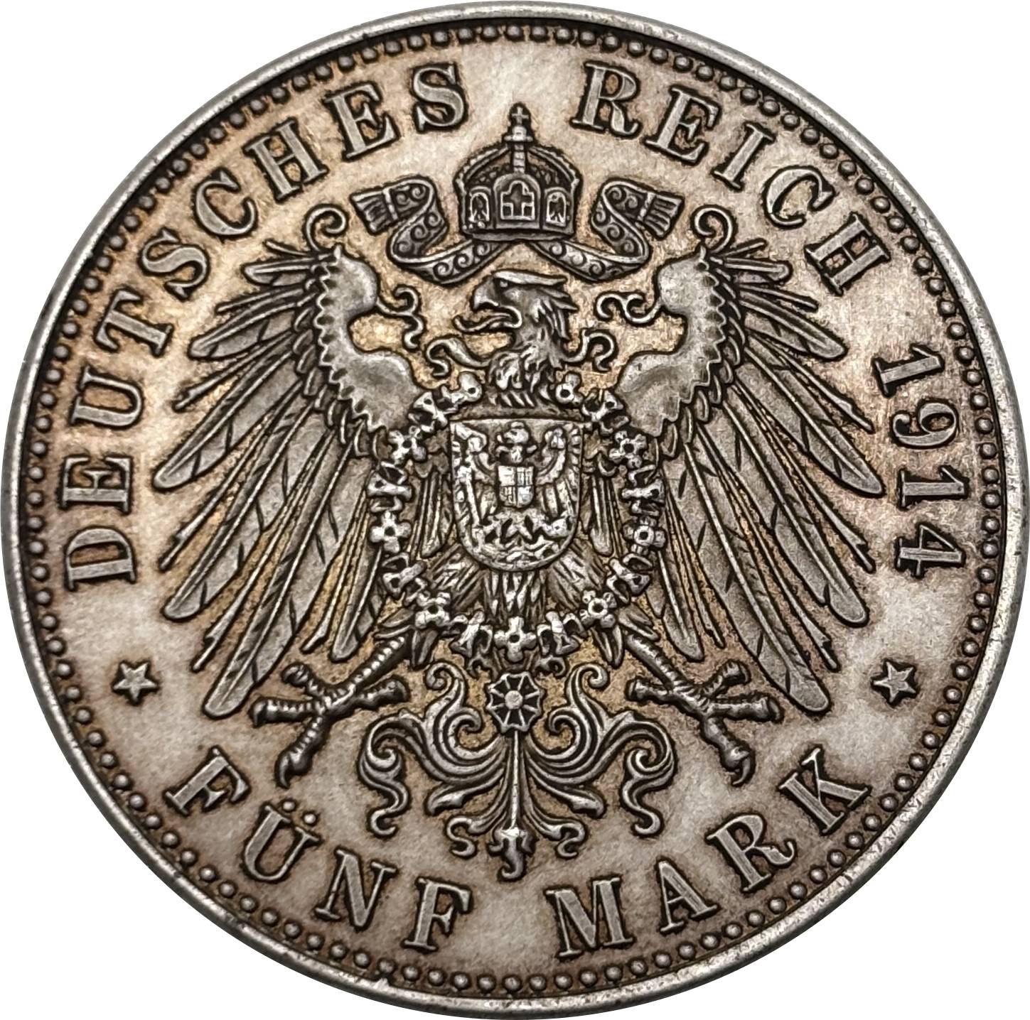 German States 1889 1914 5 Mark Frederick II Wedding Silver Plated Replica Coin Commemorative Medal,Historical Collectible Art Craft For Enthusiasts