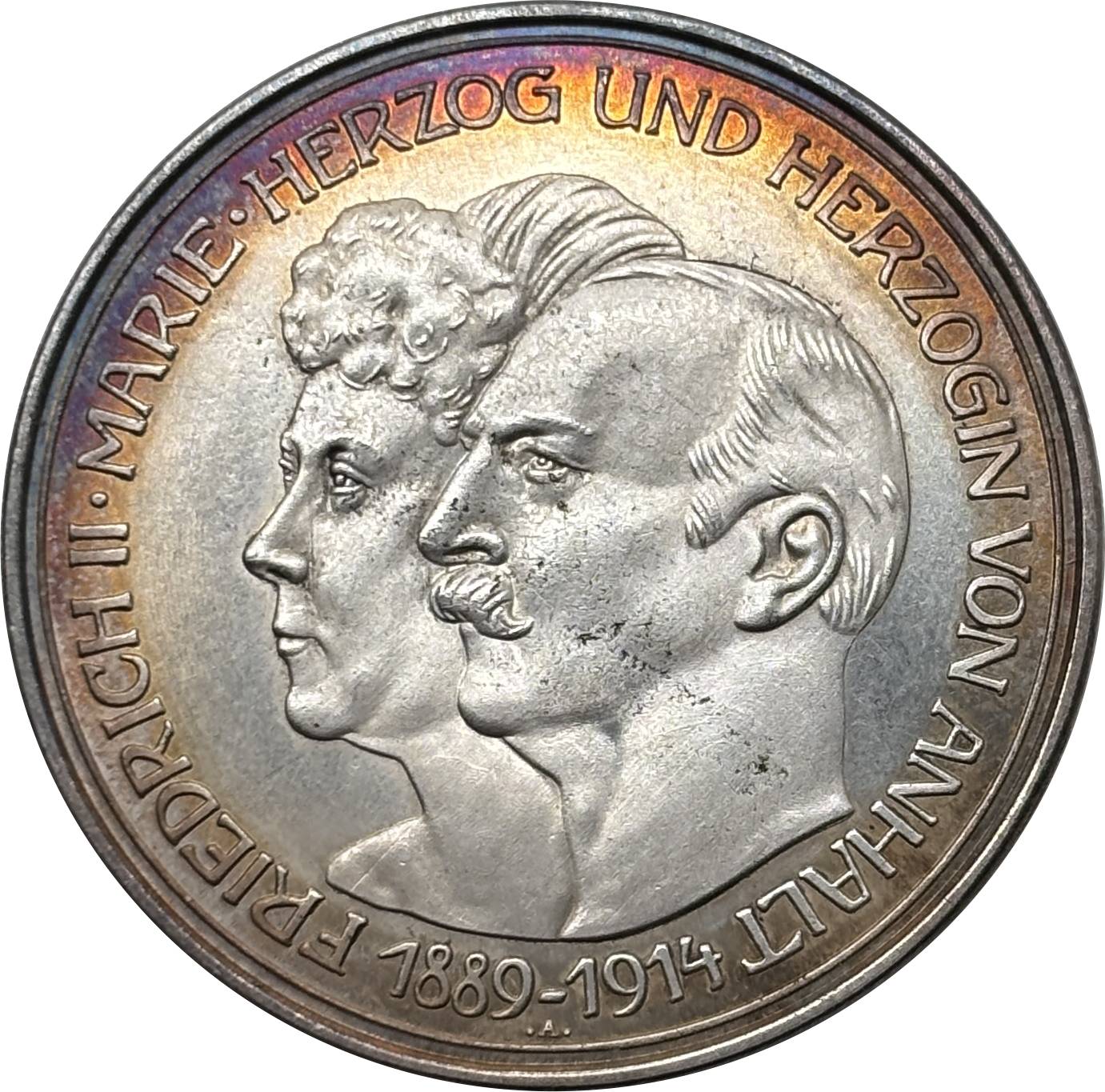 German States 1889 1914 5 Mark Frederick II Wedding Silver Plated Replica Coin Commemorative Medal,Historical Collectible Art Craft For Enthusiasts