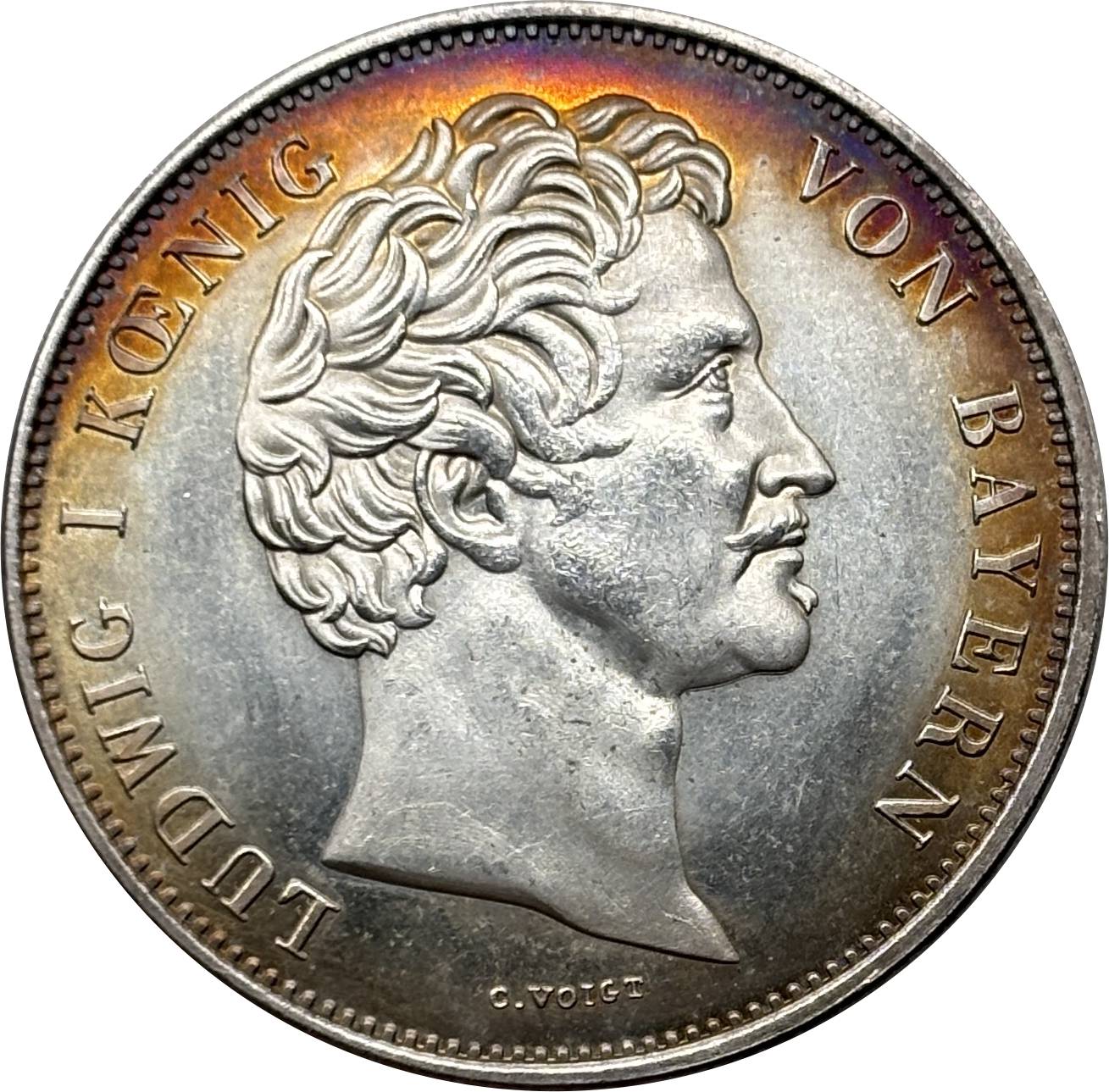 German States Kingdom of Bavaria 2 Thaler 3 1/2 Gulden Ludwig I Marriage 1842 Plated Silver Replica Coin Commemorative Medal,Historical Collectible Art Craft For Enthusiasts