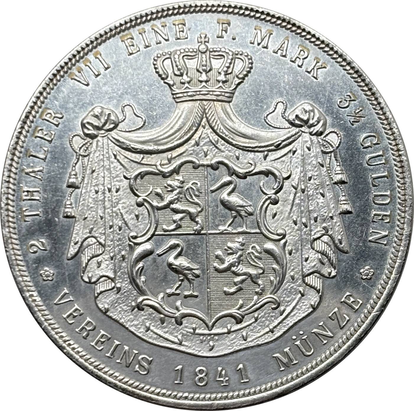 German States Reuss Obergreiz 2 Thaler 3 1/2 Gulden Heinrich XX 1841 A Silver Plated Replica Coin Commemorative Medal,Historical Collectible Art Craft For Enthusiasts